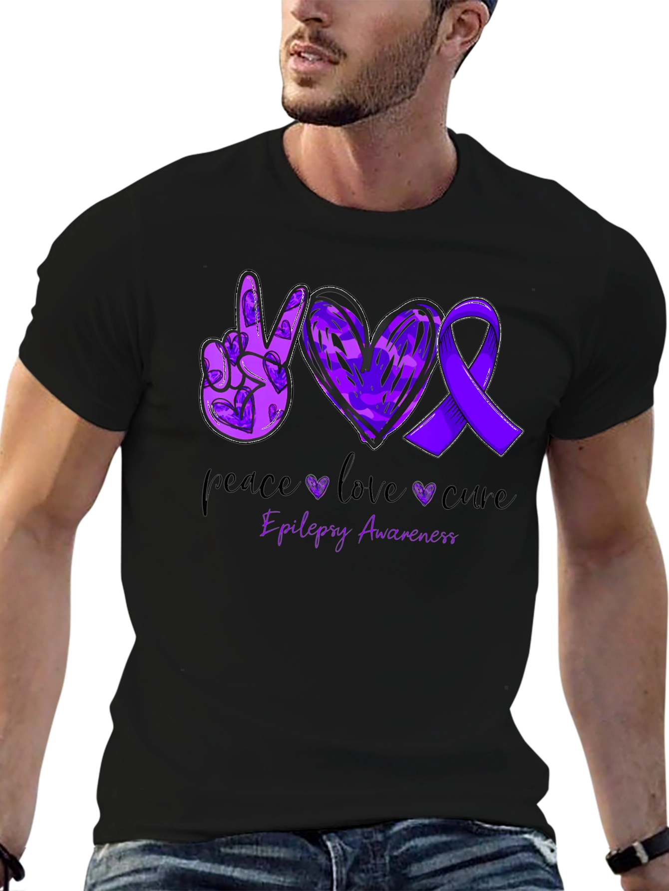 Epilepsy Awareness Peace Love Cure T-Shirt