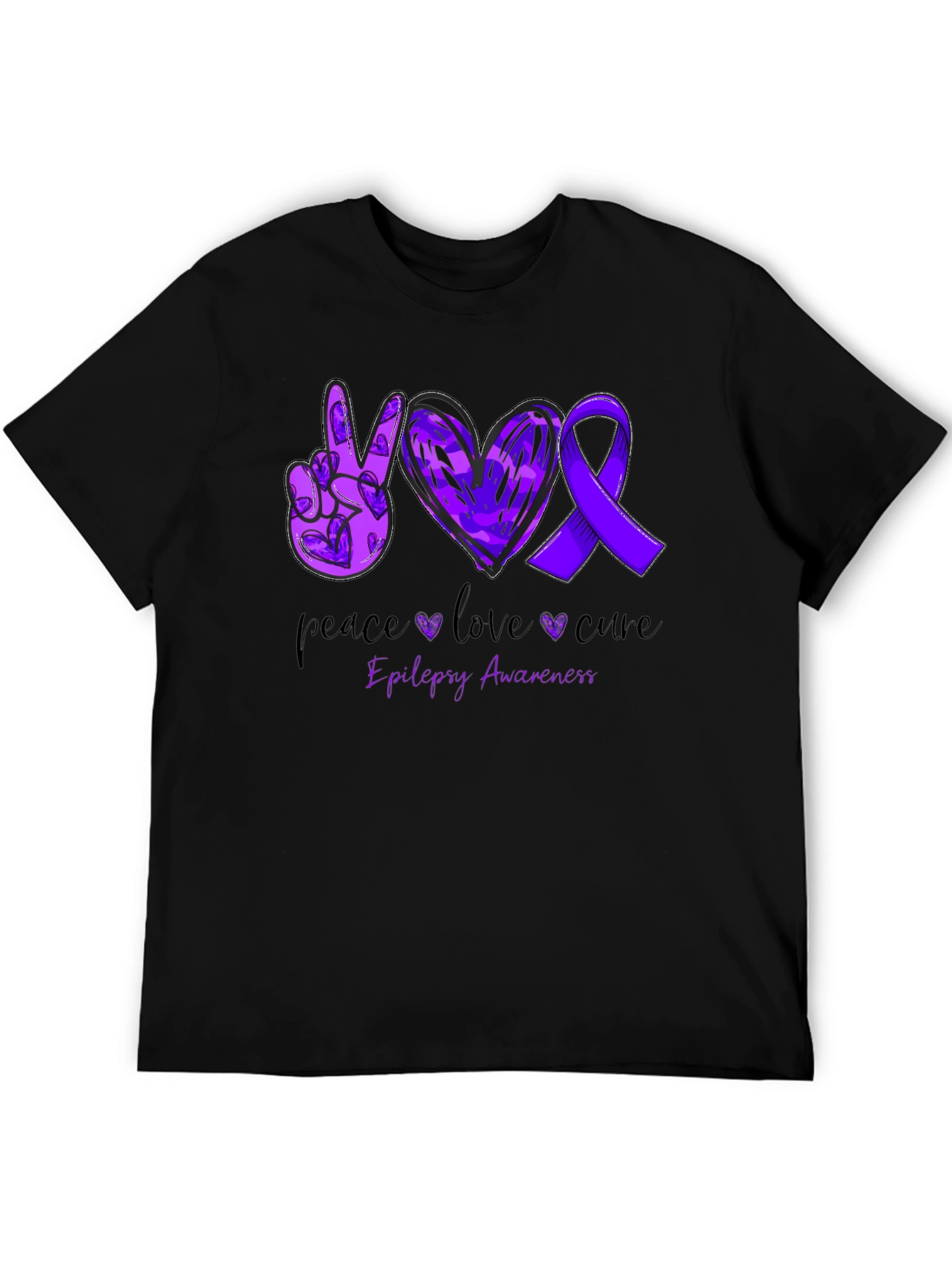 Epilepsy Awareness Peace Love Cure T-Shirt