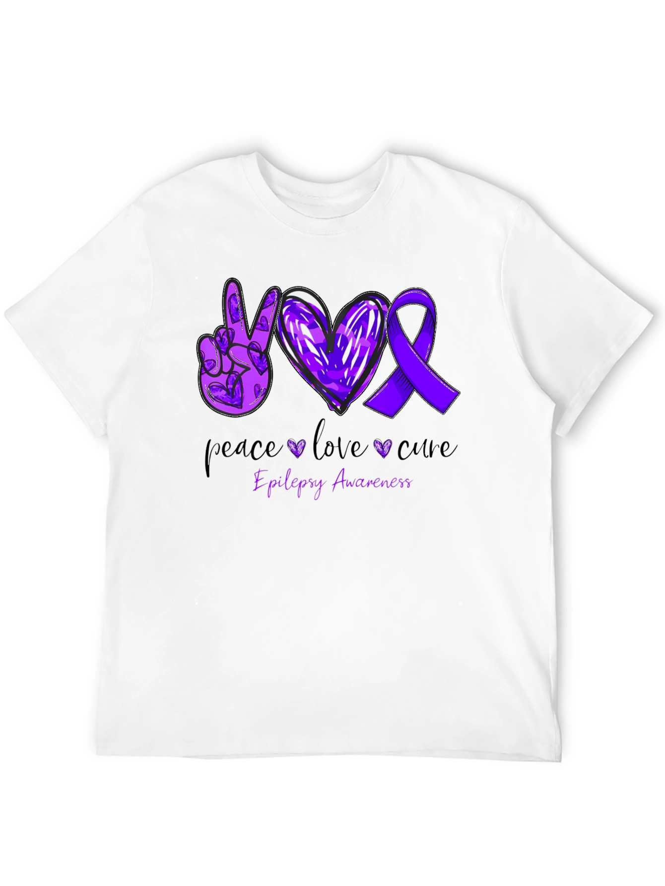 Epilepsy Awareness Peace Love Cure T-Shirt
