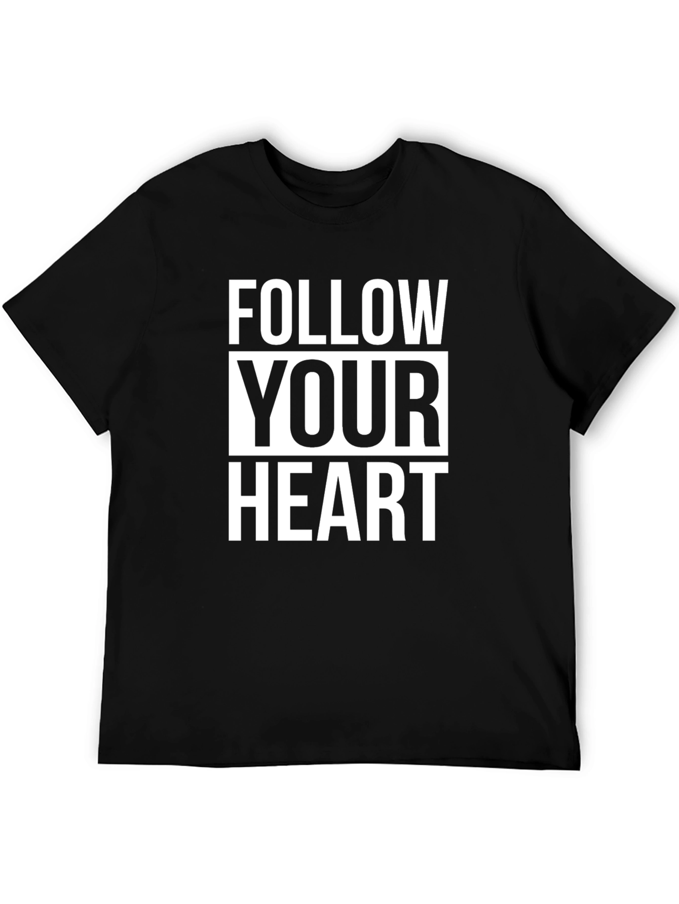 Follow Your Heart Graphic Tee - Black Cotton T-Shirt