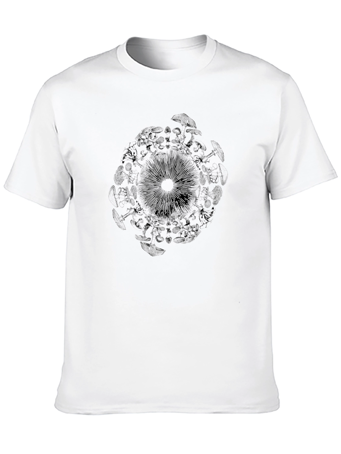 Mushroom Mandala Graphic Black T-Shirt