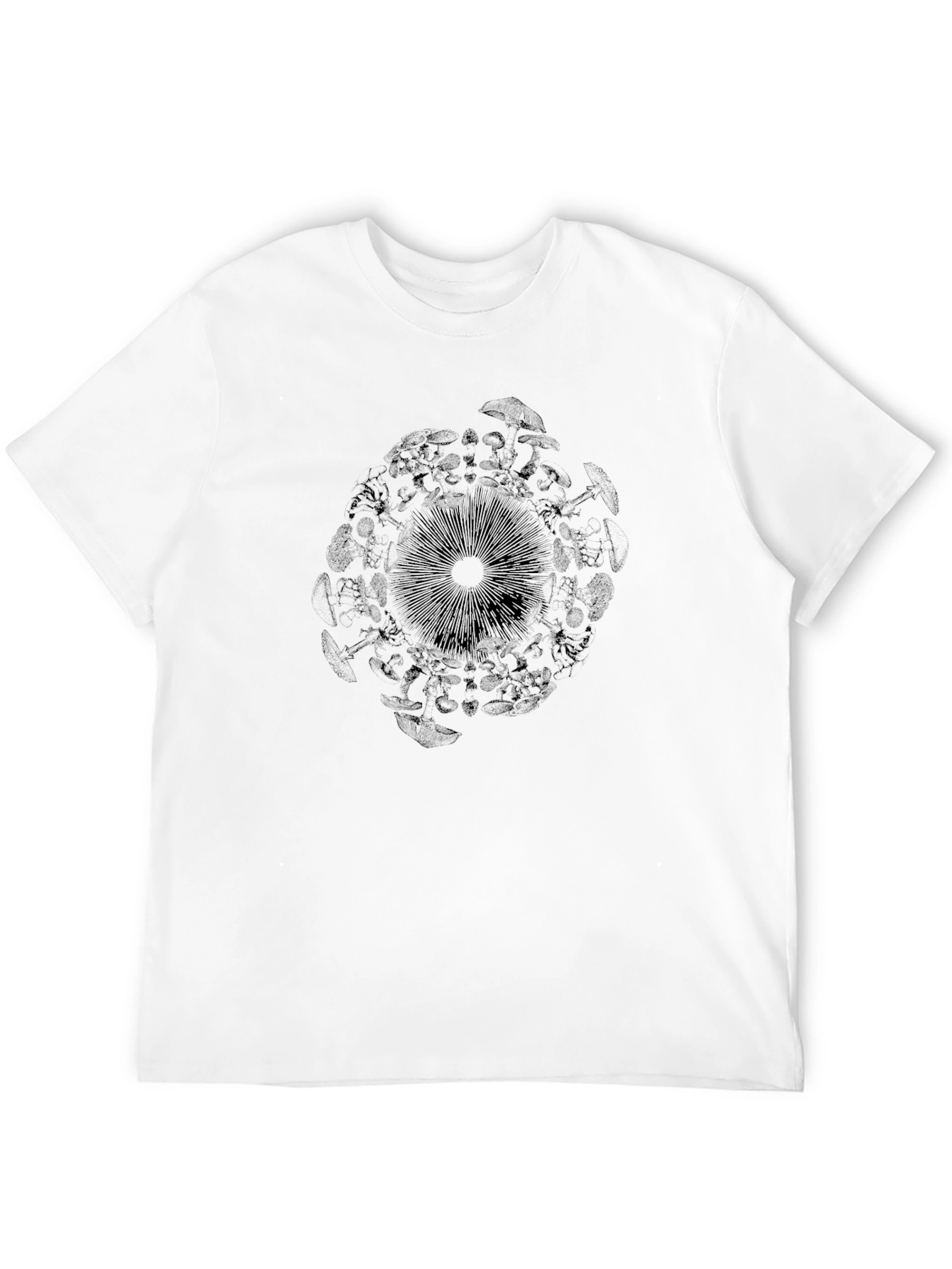 Mushroom Mandala Graphic Black T-Shirt
