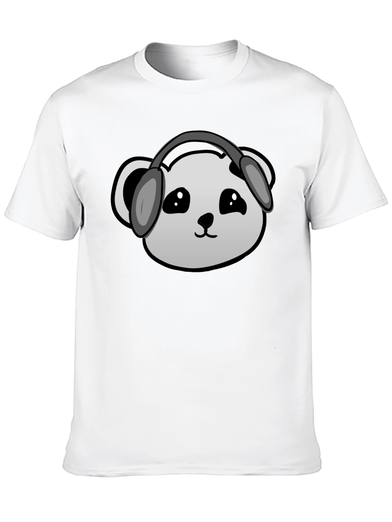 Panda Headphones Graphic T-Shirt - Black