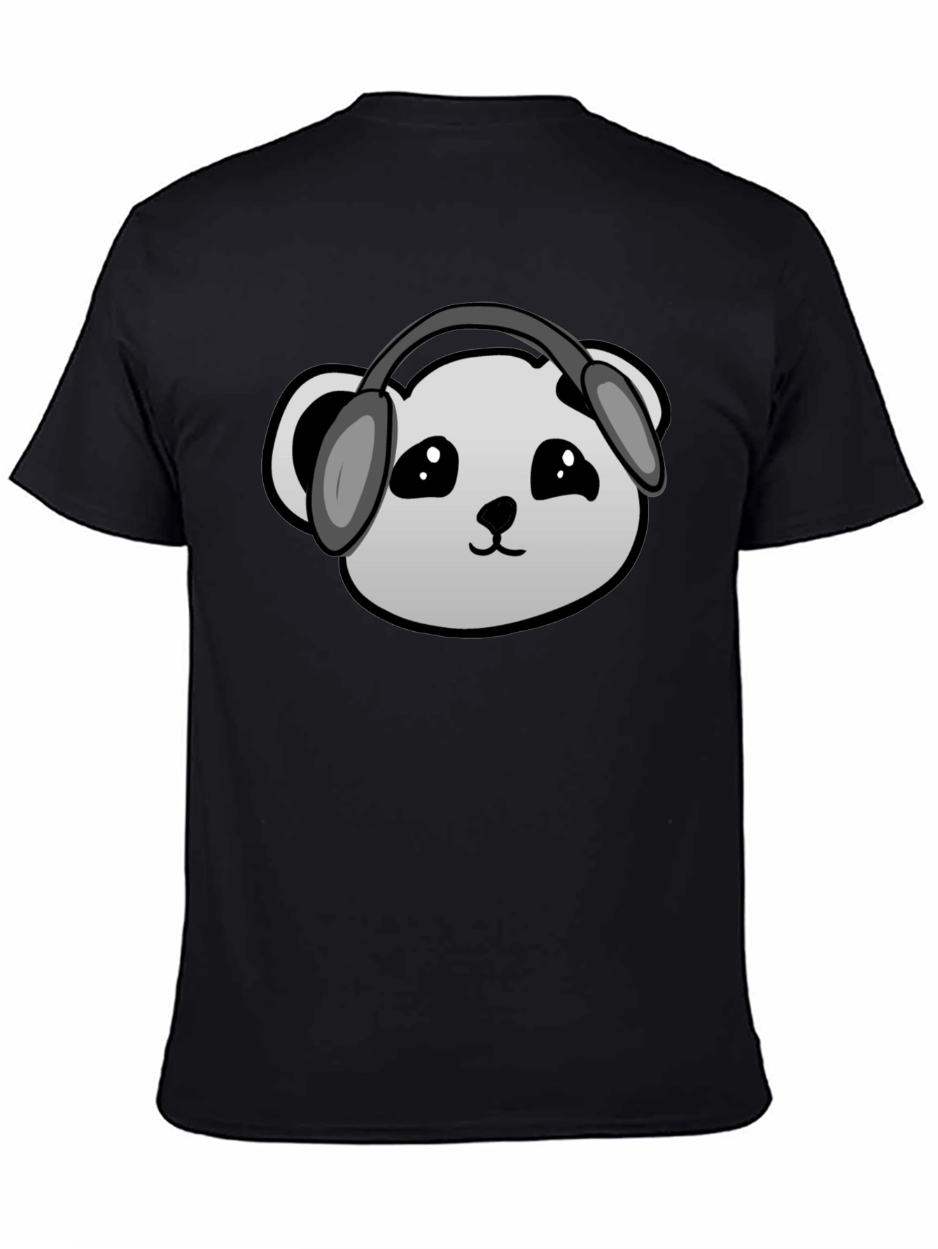 Panda Headphones Graphic T-Shirt - Black