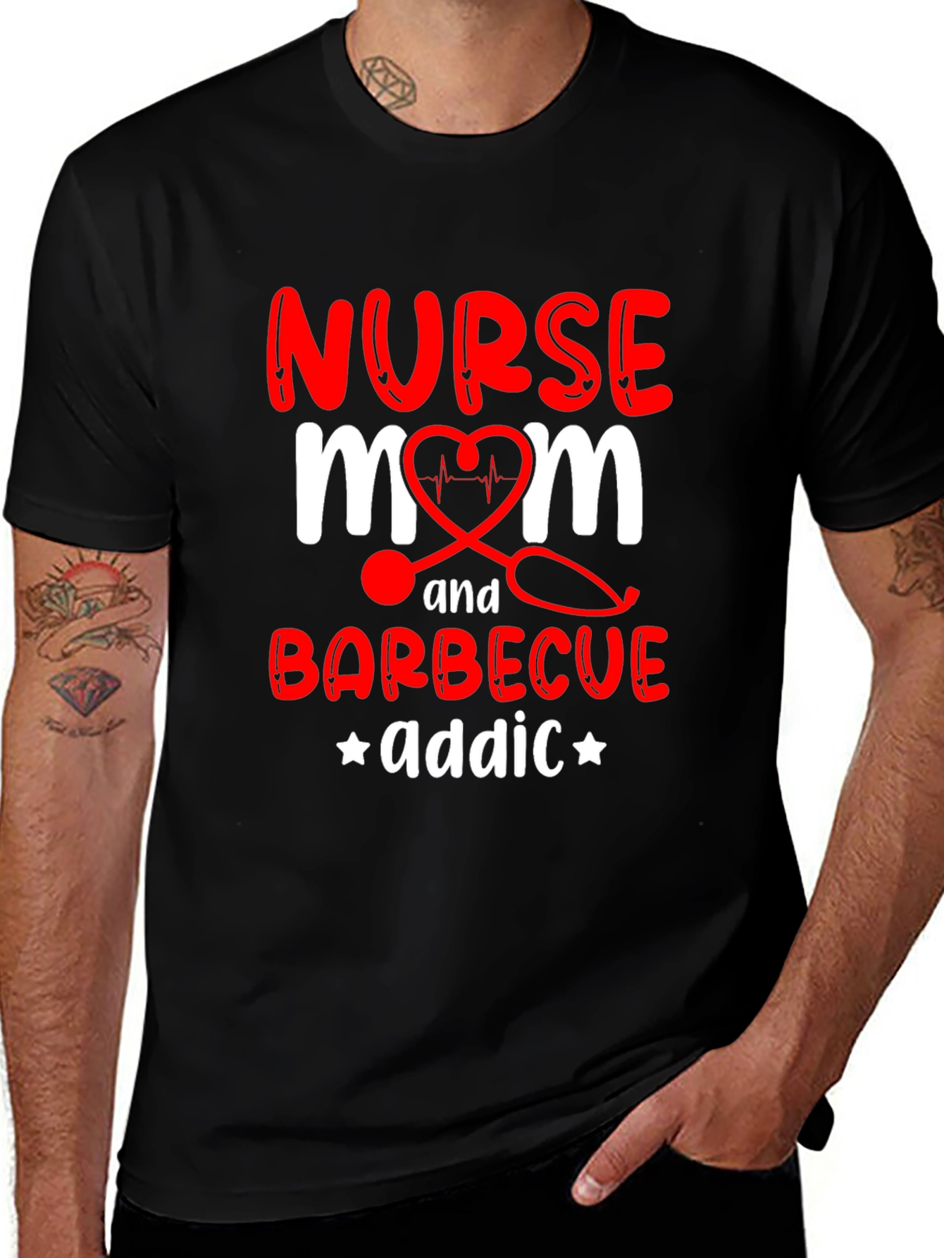 Nurse Mom Barbecue Addict Graphic Tee
