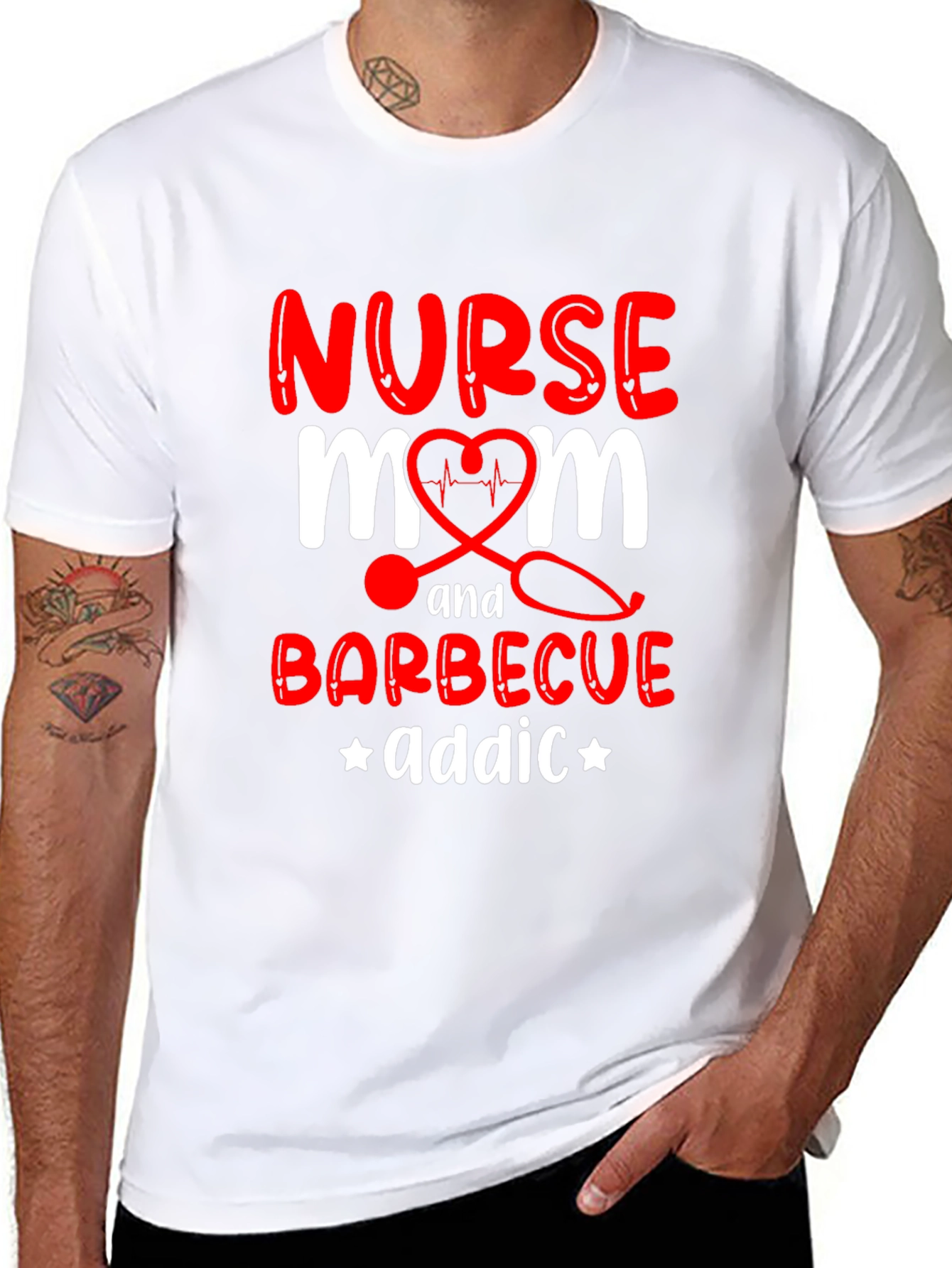 Nurse Mom Barbecue Addict Graphic Tee