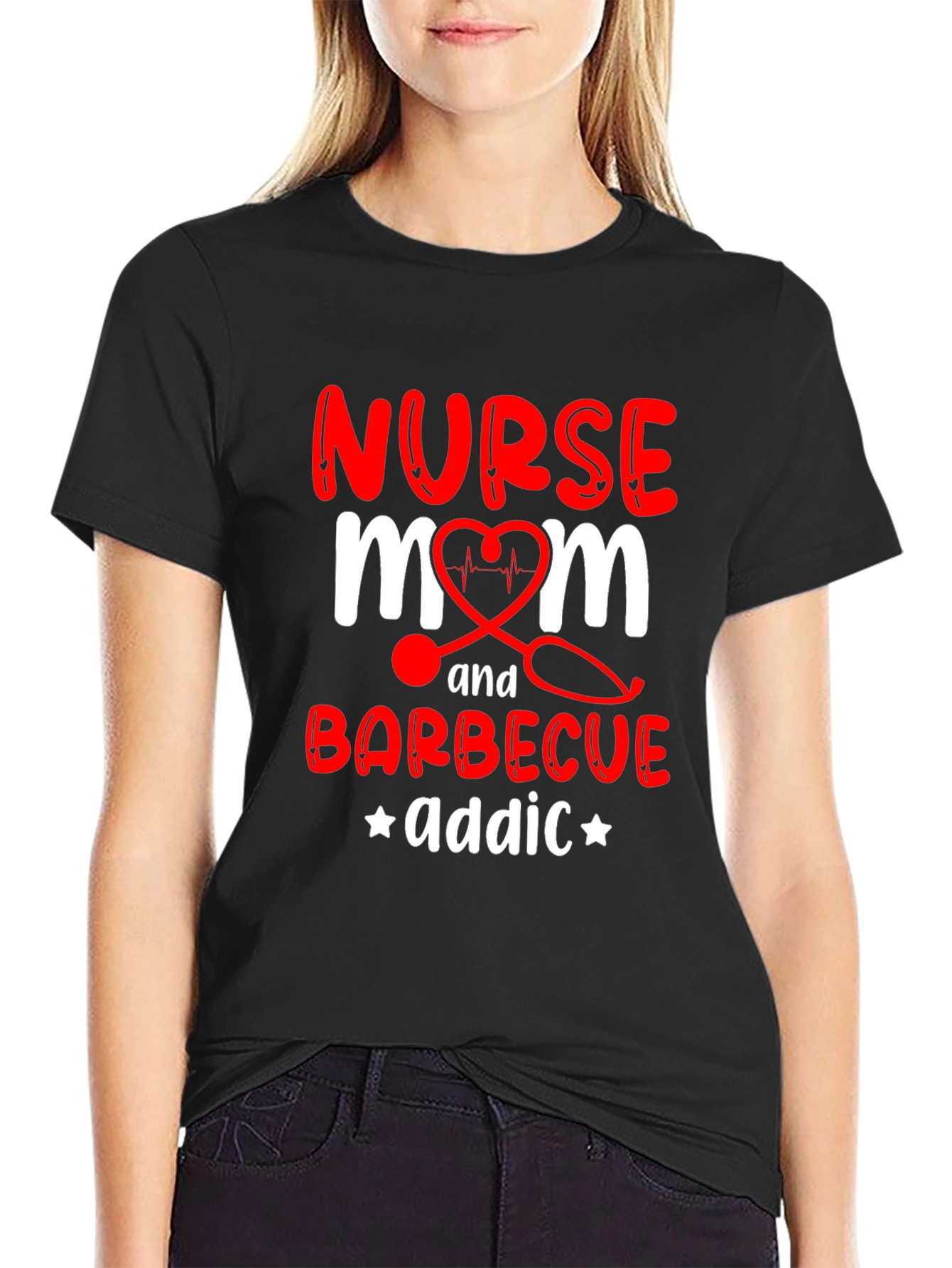 Nurse Mom Barbecue Addict Graphic Tee