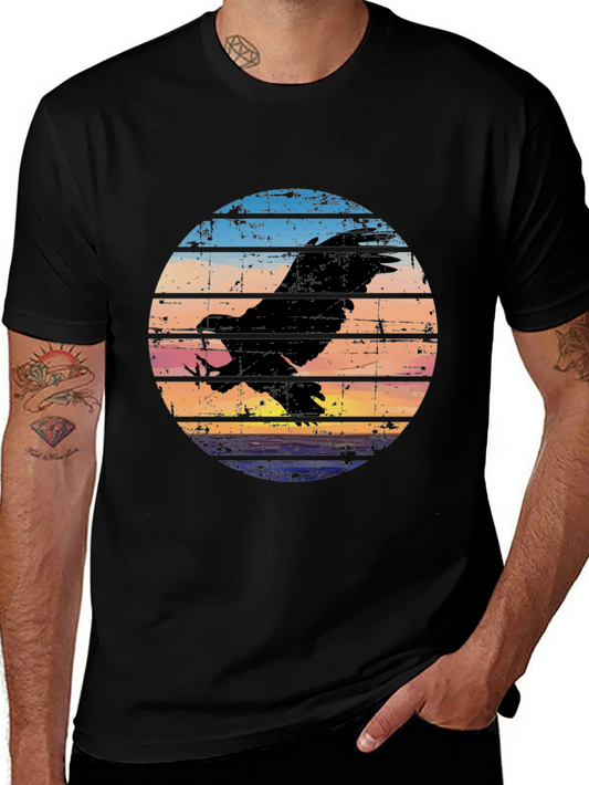 Vintage Sunset Eagle Black T-Shirt