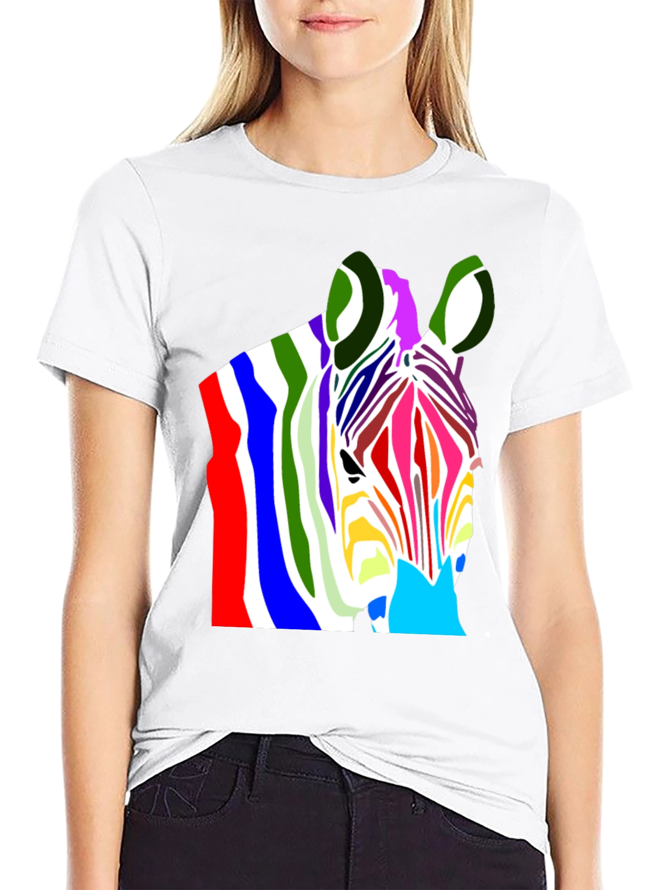 Colorful Zebra Graphic T-Shirt