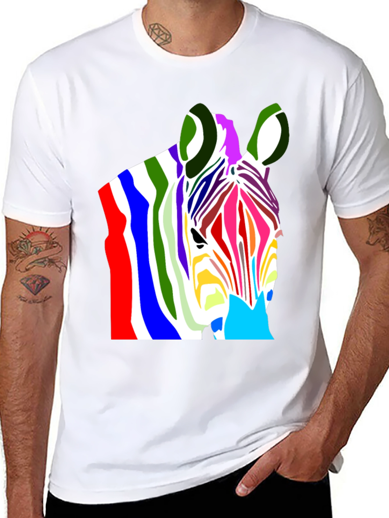 Colorful Zebra Graphic T-Shirt