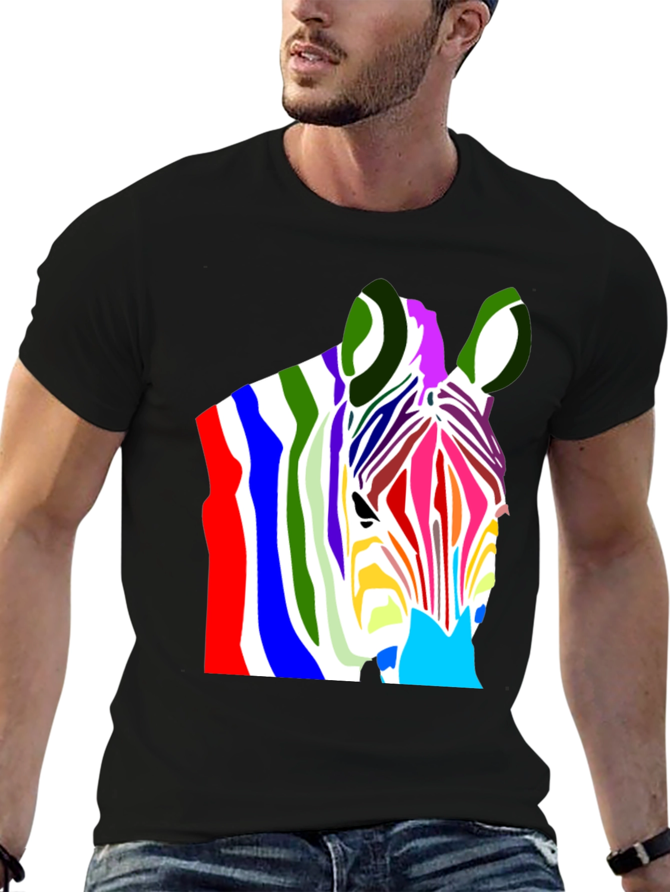 Colorful Zebra Graphic T-Shirt