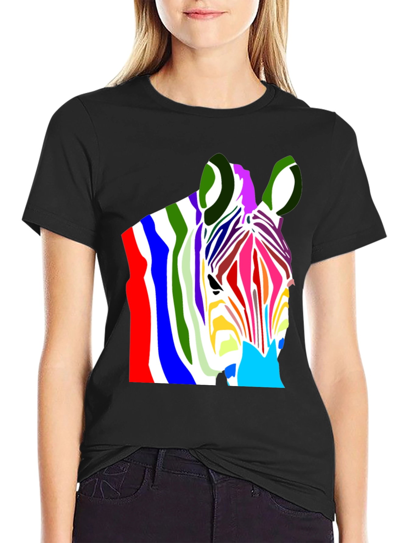 Colorful Zebra Graphic T-Shirt