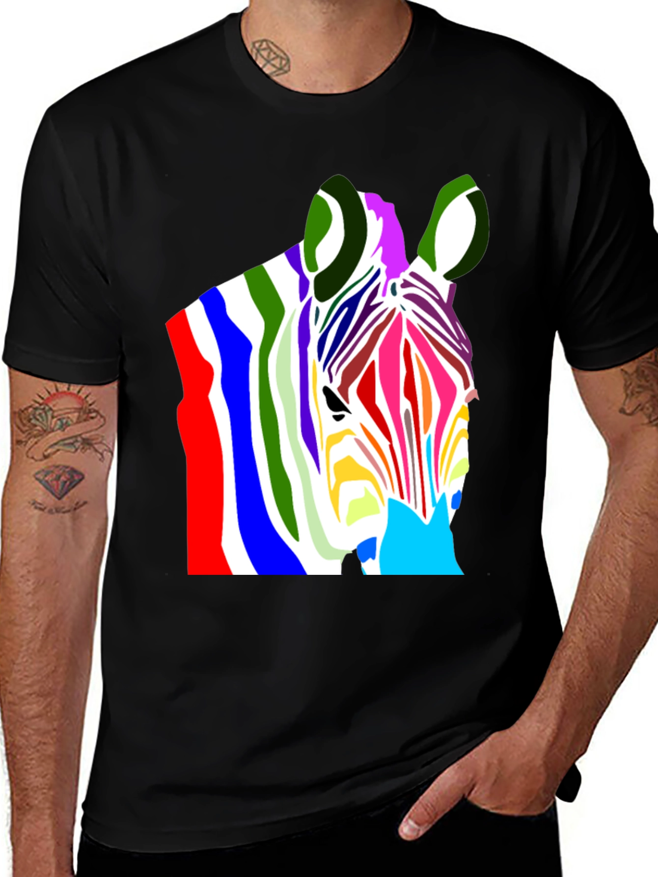 Colorful Zebra Graphic T-Shirt
