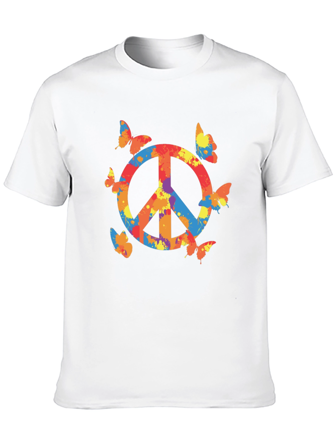 Peace Sign Butterfly Graphic Tee - Black Casual T-Shirt