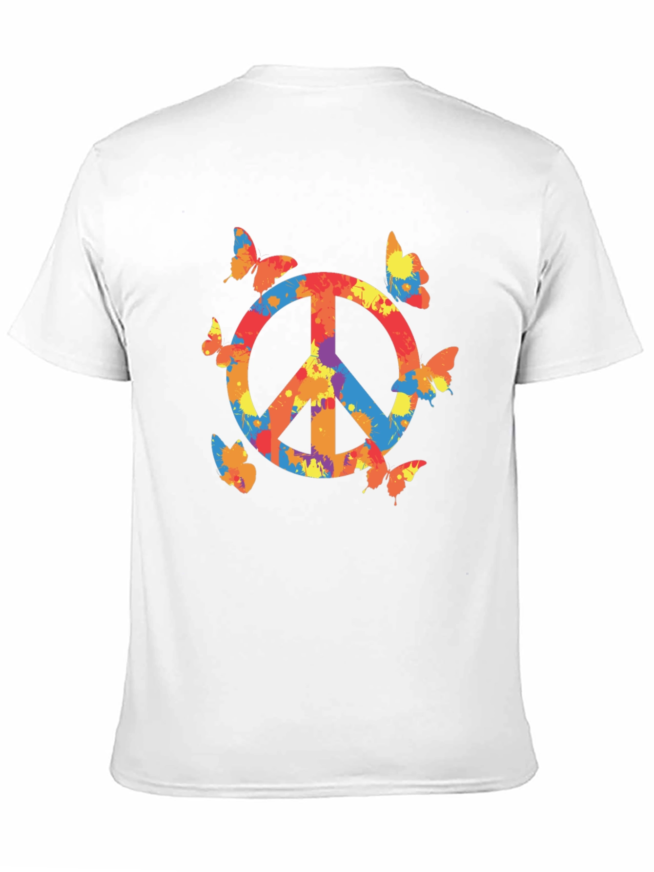 Peace Sign Butterfly Graphic Tee - Black Casual T-Shirt