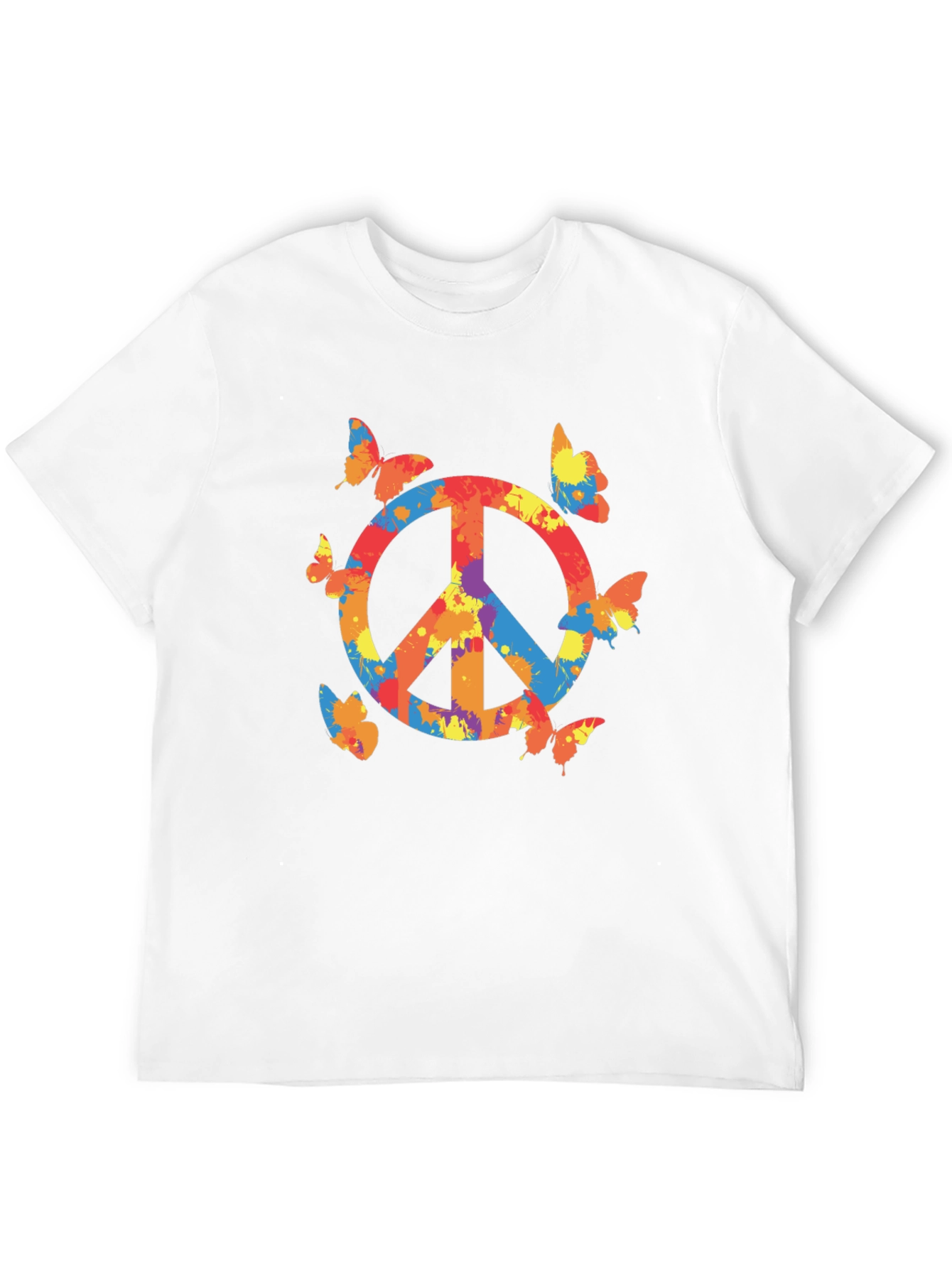 Peace Sign Butterfly Graphic Tee - Black Casual T-Shirt