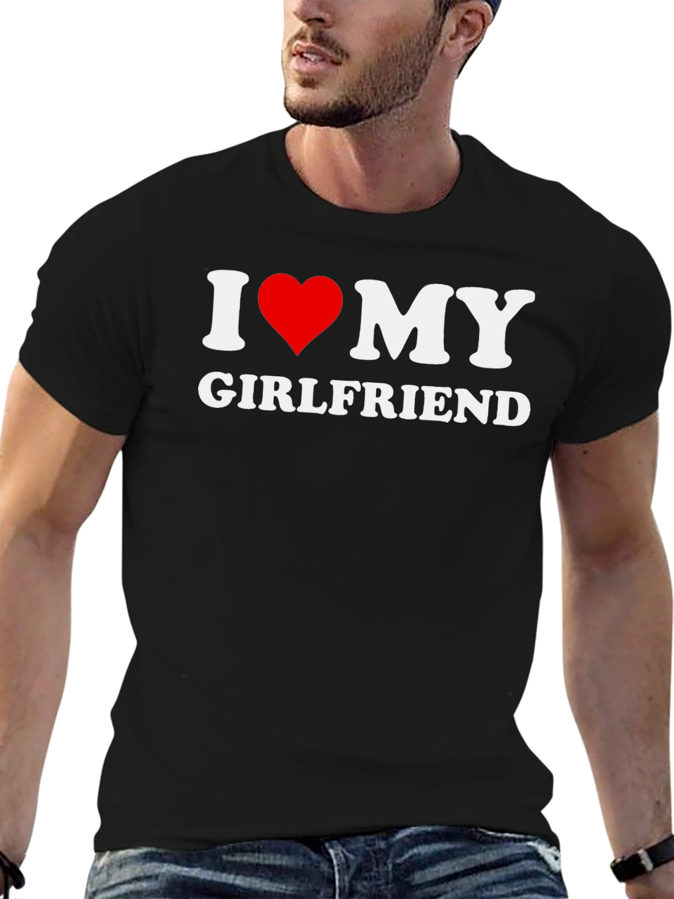 I Love My Girlfriend Graphic T-Shirt - Black