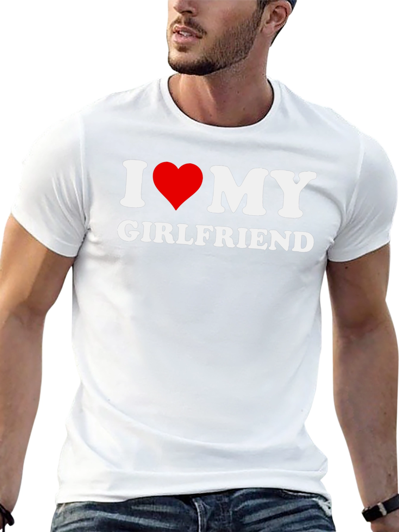 I Love My Girlfriend Graphic T-Shirt - Black