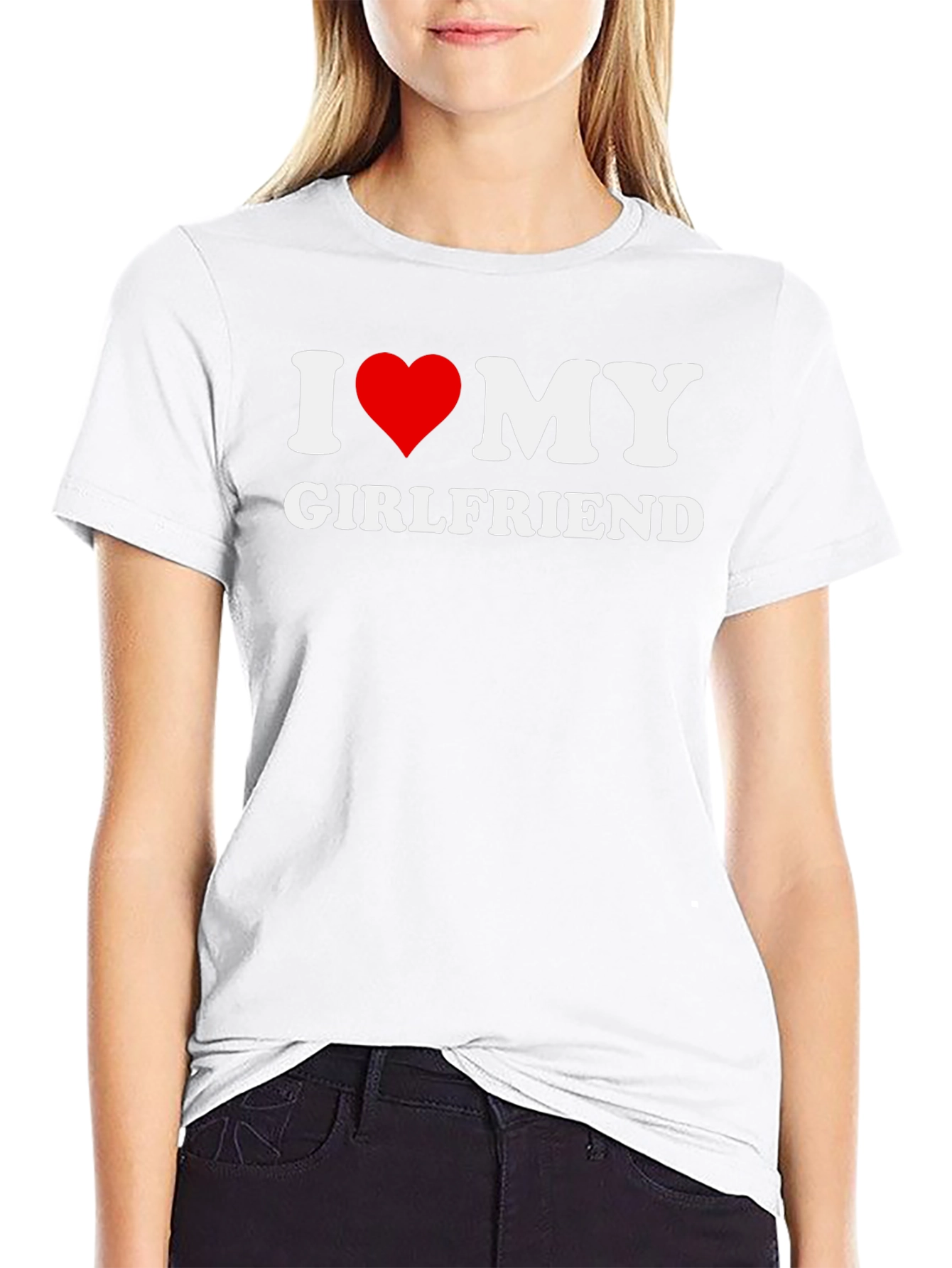 I Love My Girlfriend Graphic T-Shirt - Black
