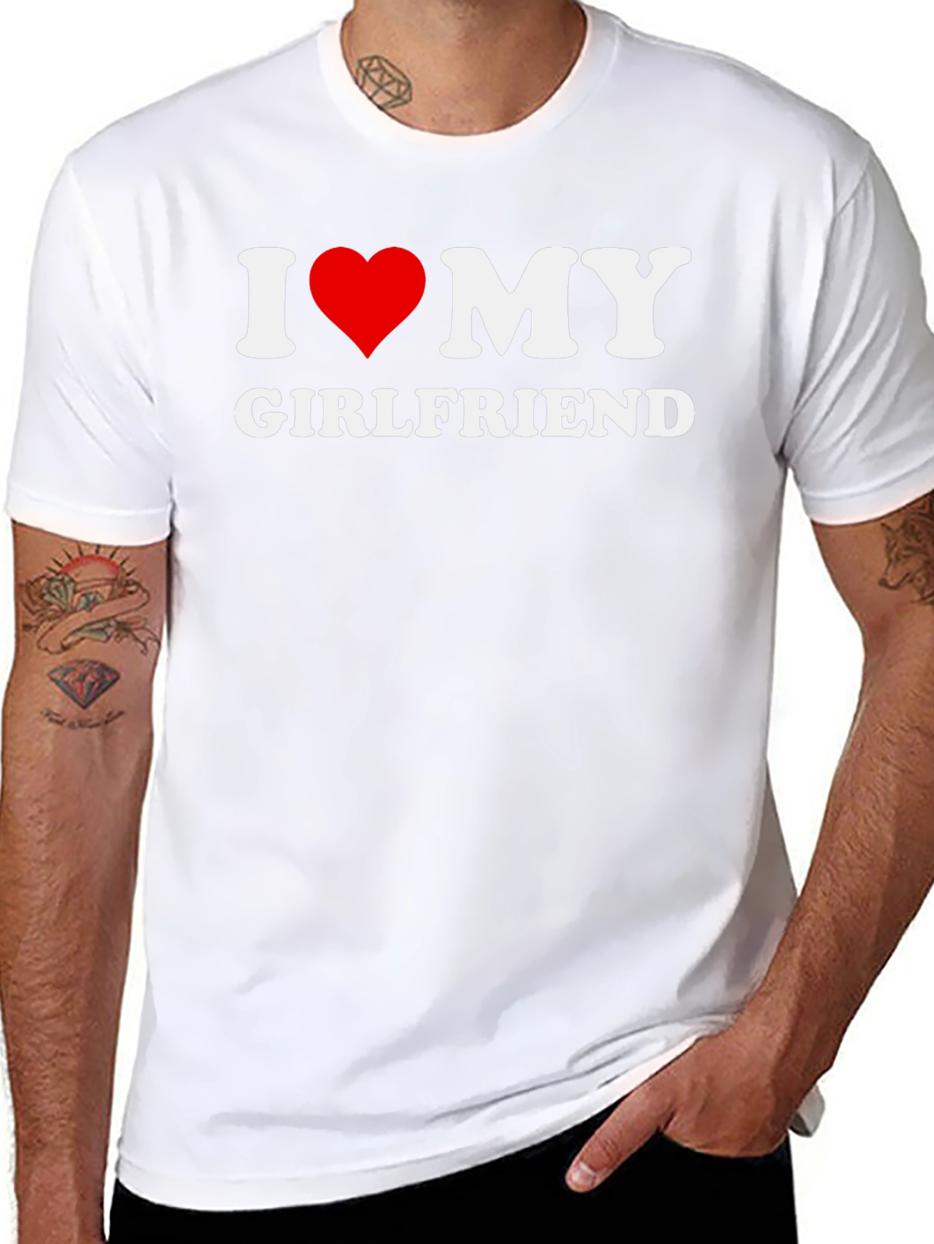 I Love My Girlfriend Graphic T-Shirt - Black