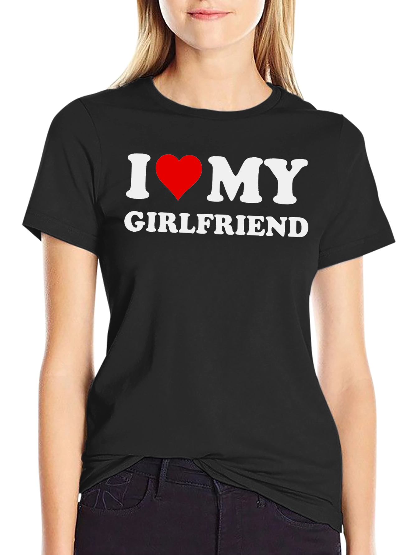 I Love My Girlfriend Graphic T-Shirt - Black