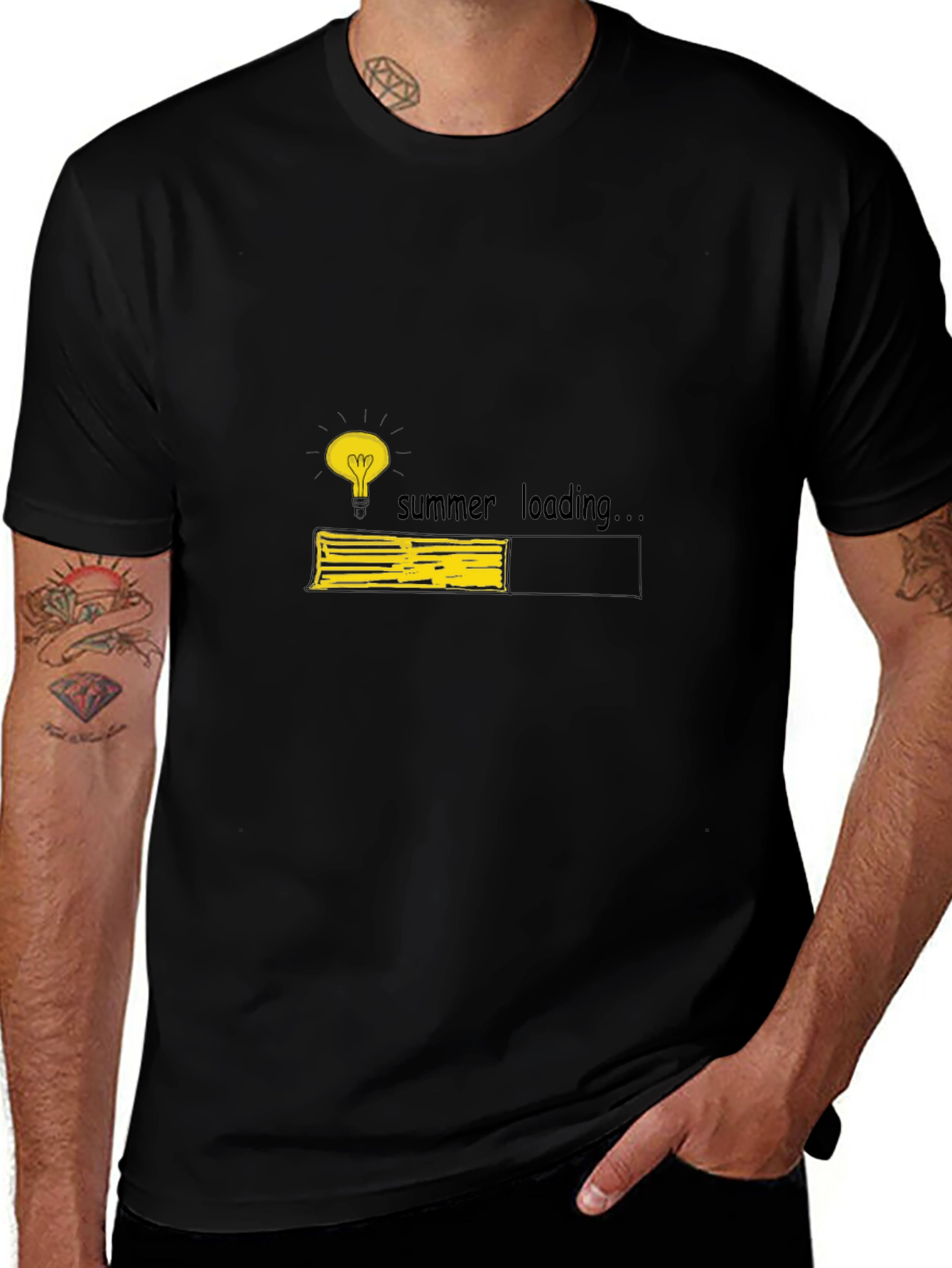 Summer Loading Graphic Tee - Black Cotton T-Shirt