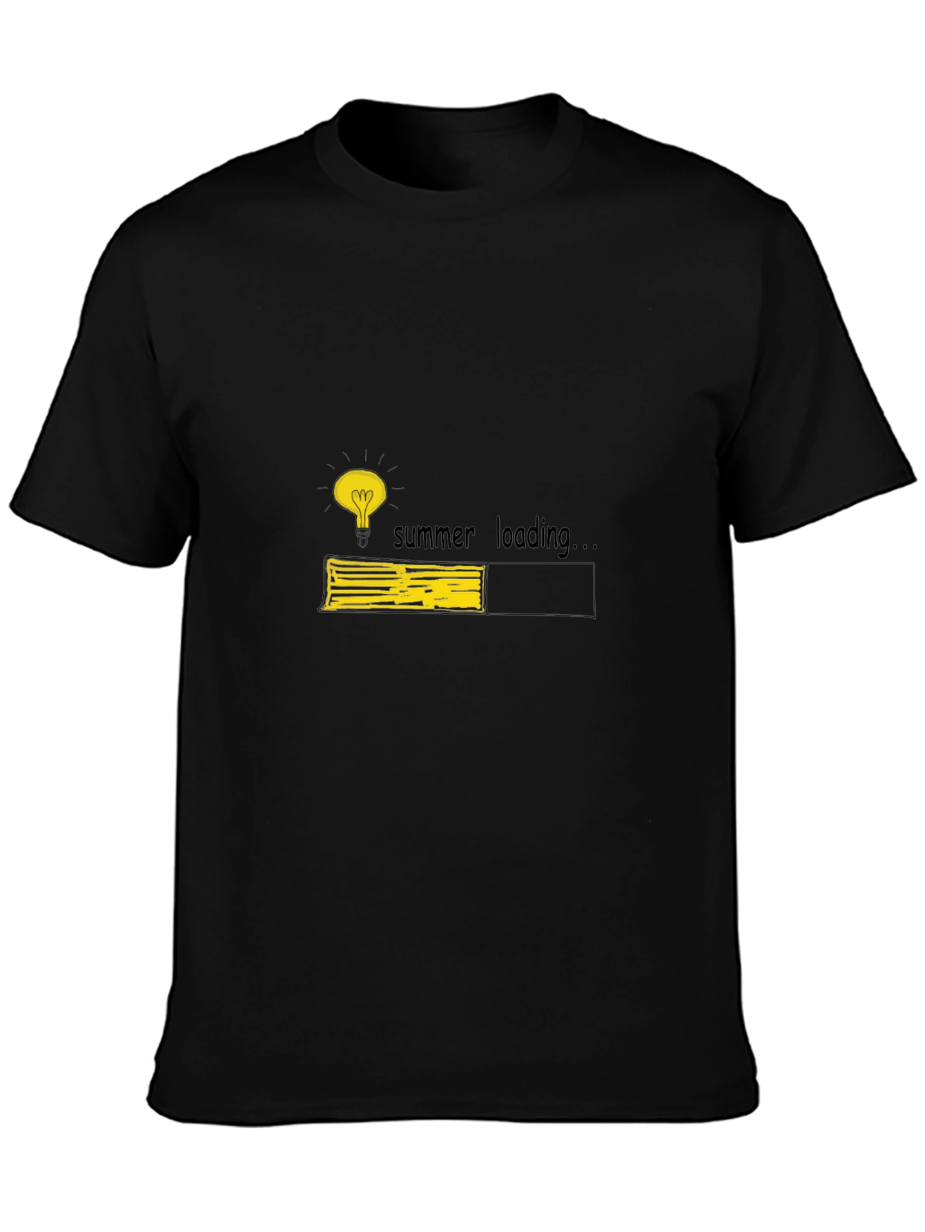 Summer Loading Graphic Tee - Black Cotton T-Shirt