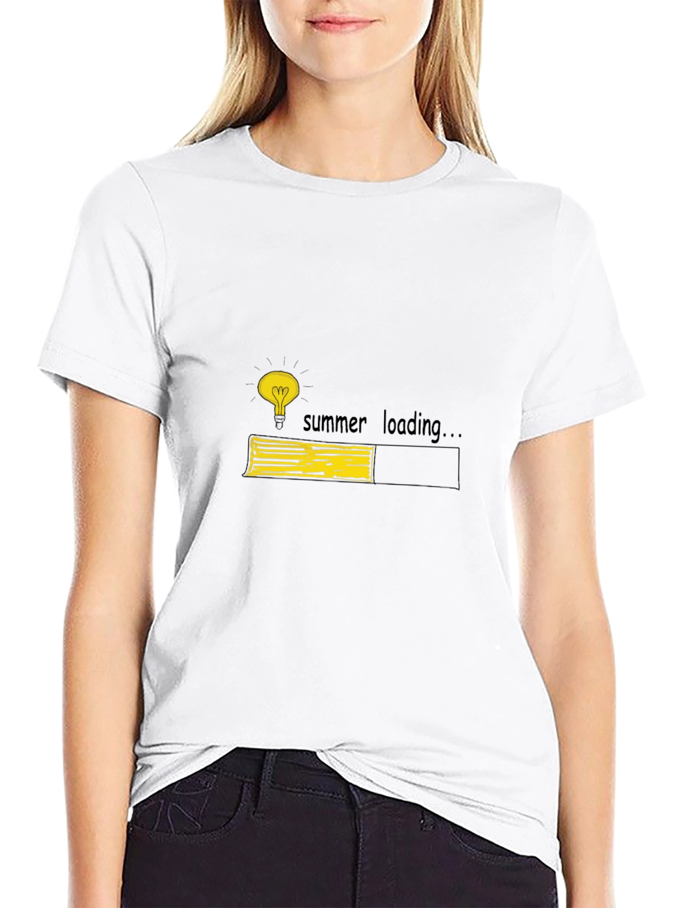 Summer Loading Graphic Tee - Black Cotton T-Shirt