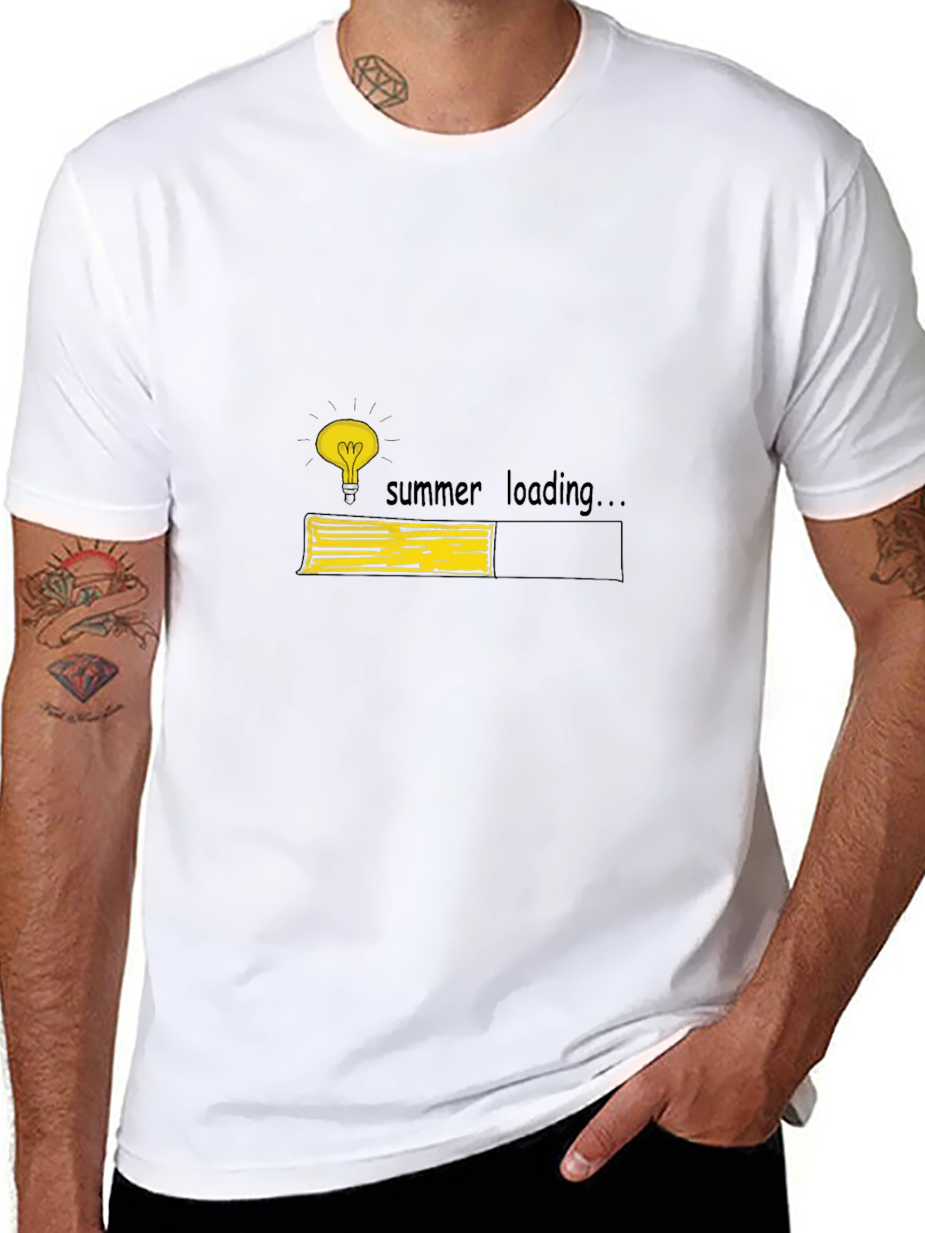 Summer Loading Graphic Tee - Black Cotton T-Shirt