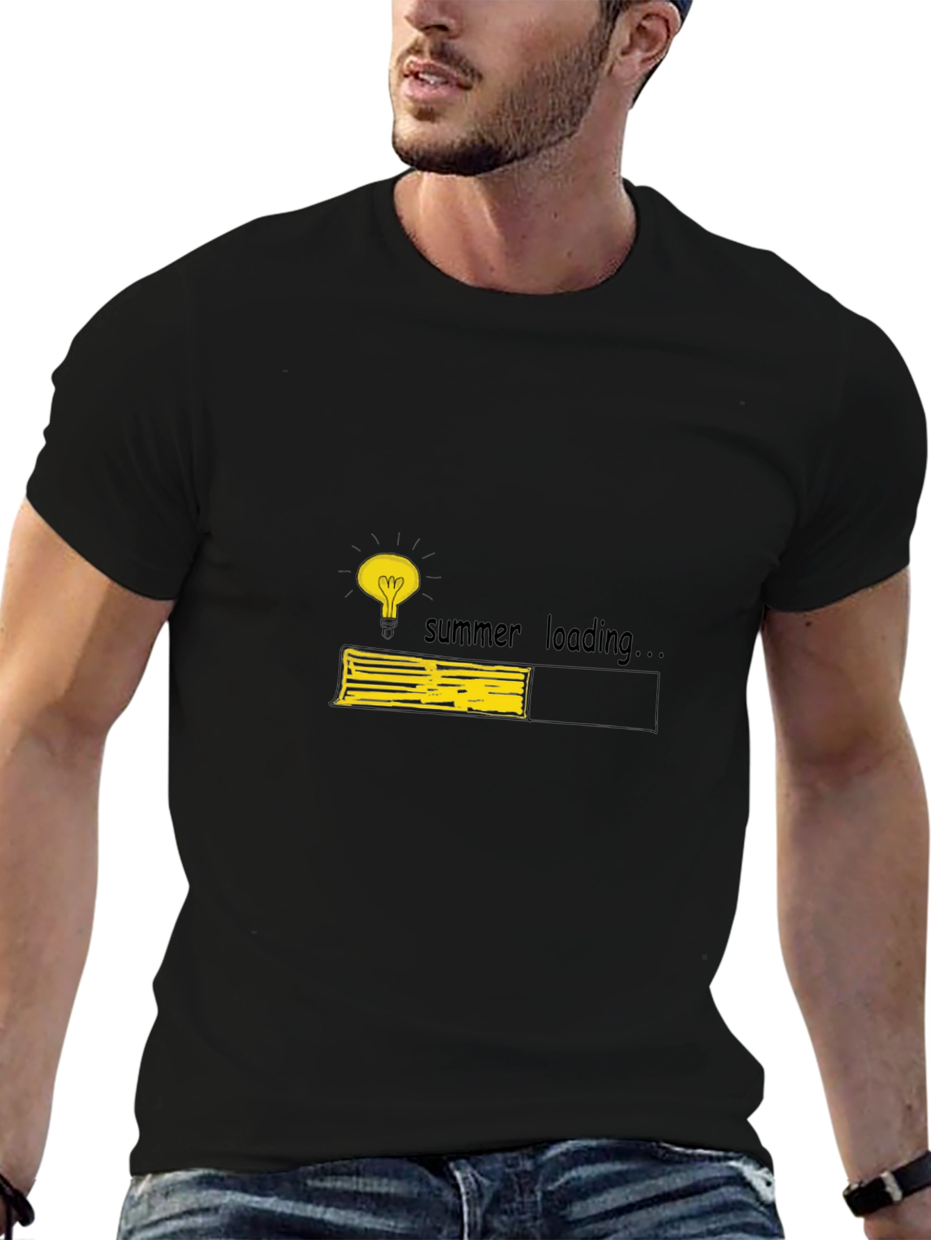 Summer Loading Graphic Tee - Black Cotton T-Shirt