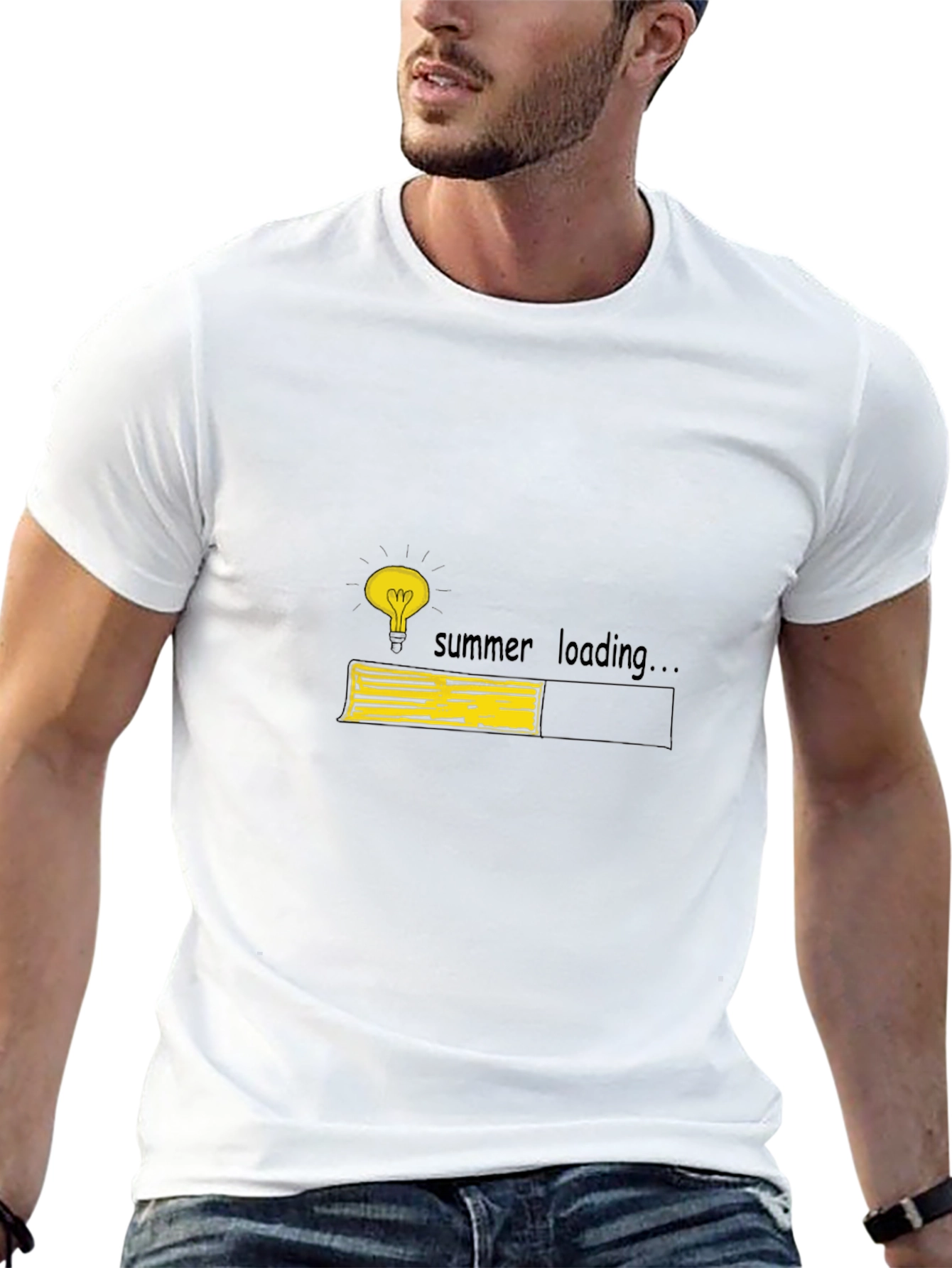 Summer Loading Graphic Tee - Black Cotton T-Shirt
