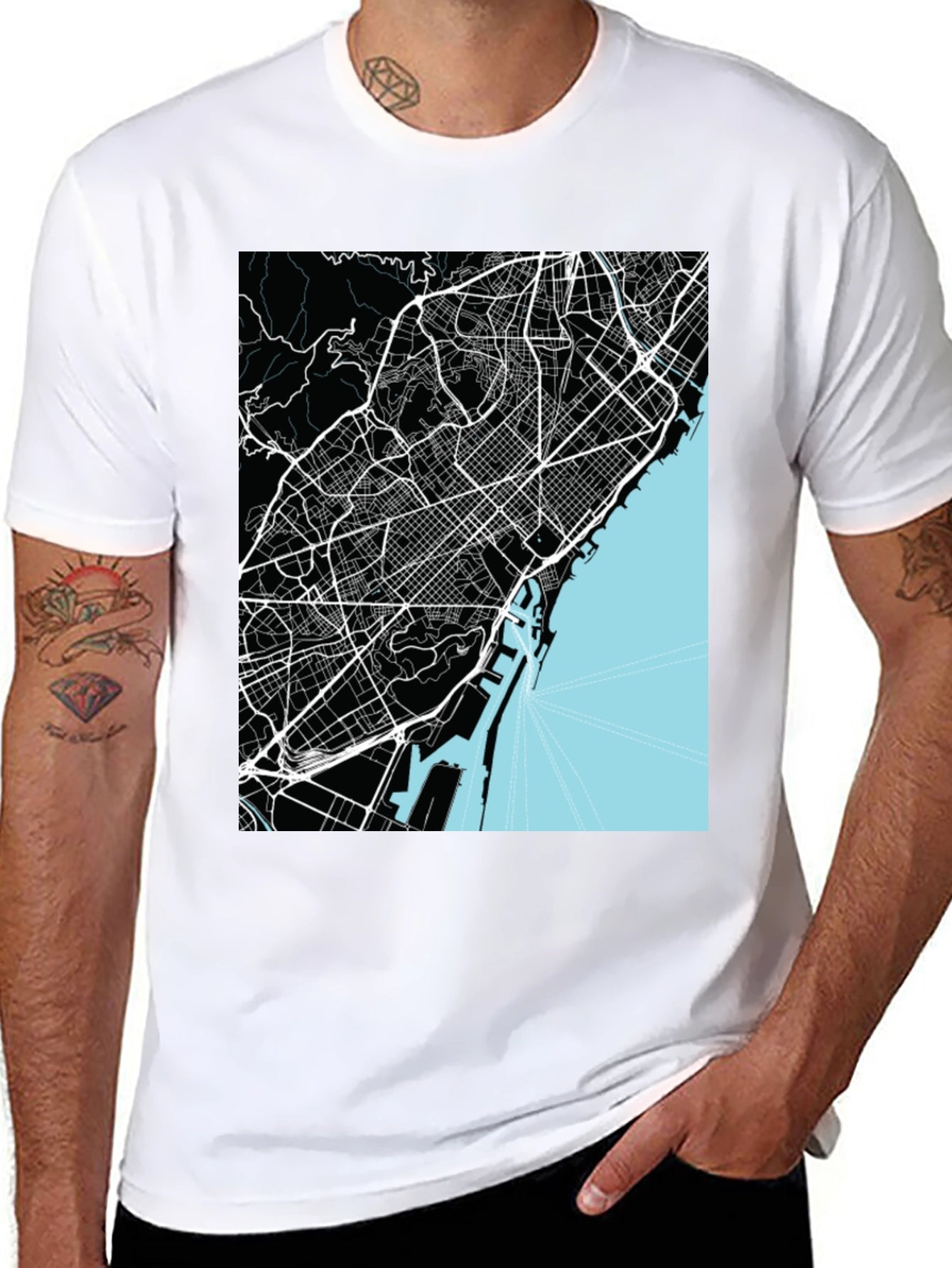 Barcelona Map Graphic T-Shirt