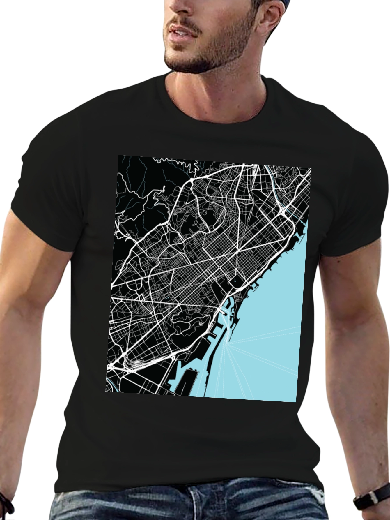 Barcelona Map Graphic T-Shirt