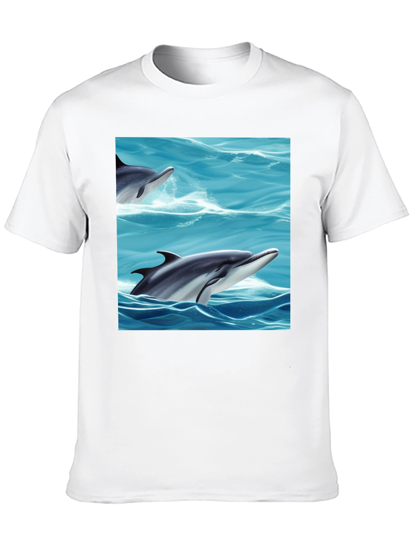 Dolphin Sea T-Shirt Black Cotton Animal Graphic Tee