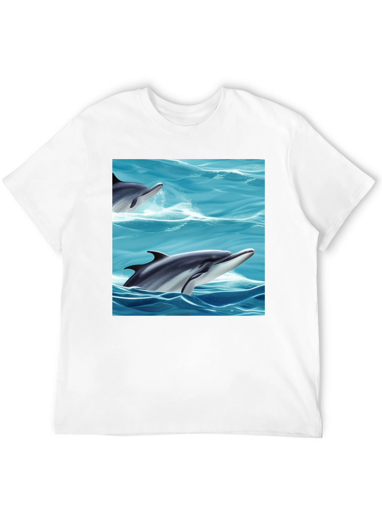 Dolphin Sea T-Shirt Black Cotton Animal Graphic Tee