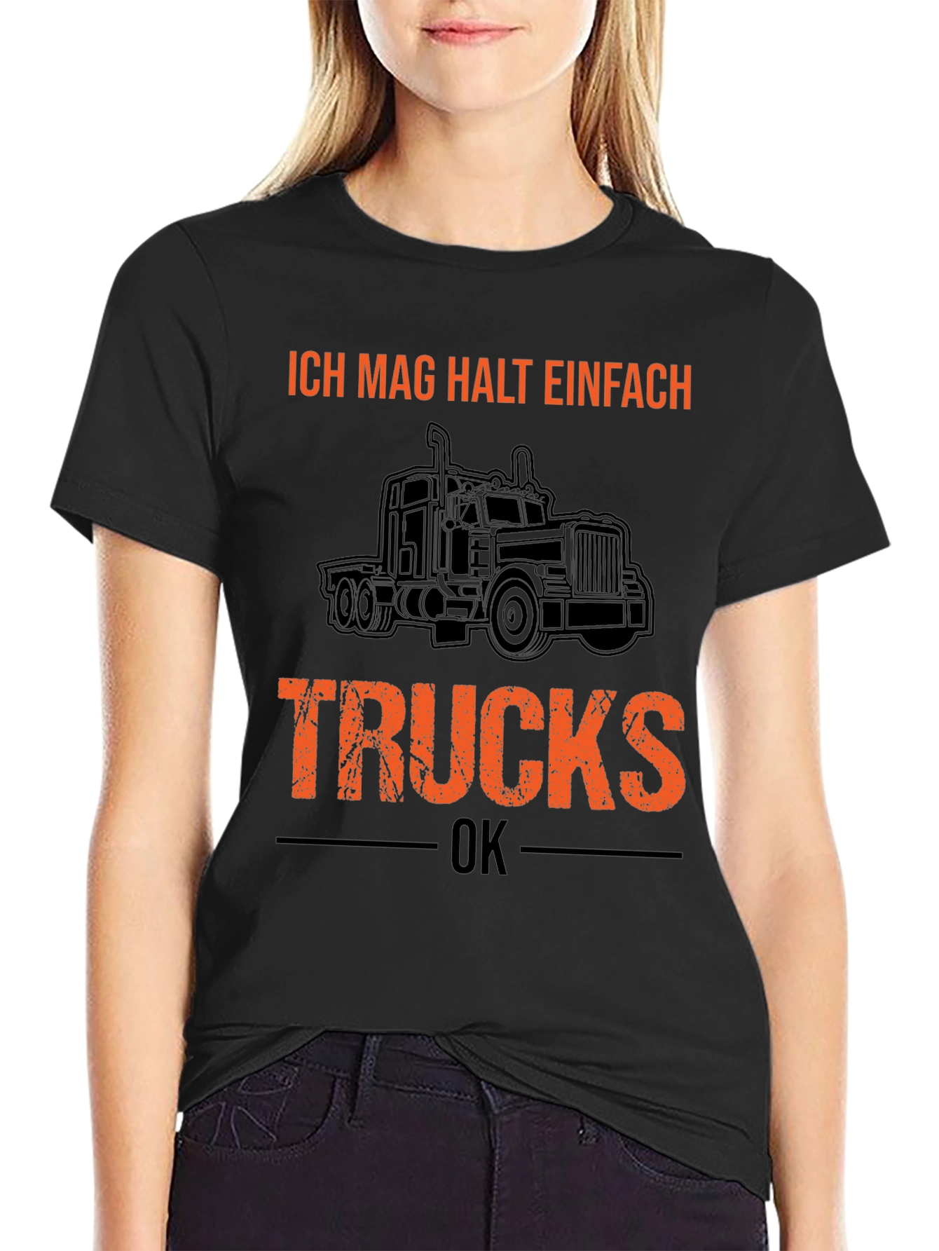 Ich Mag Halt Einfach Trucks Black Graphic Tee