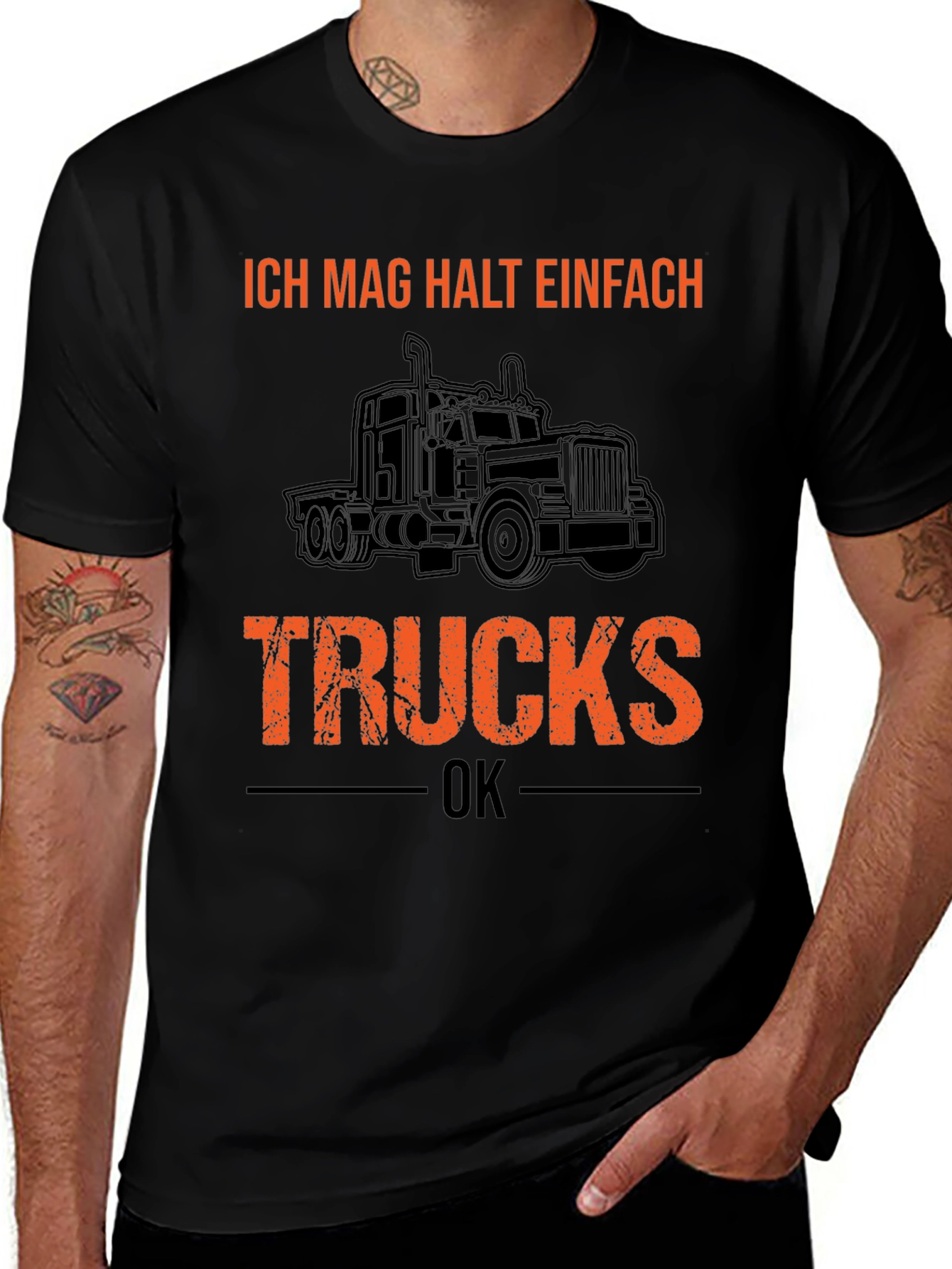 Ich Mag Halt Einfach Trucks Black Graphic Tee
