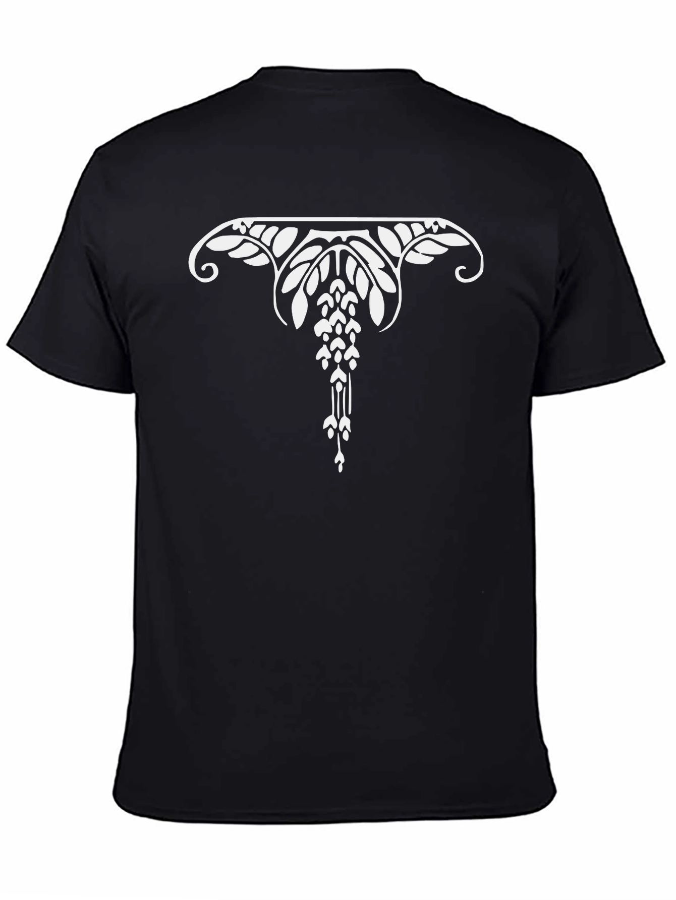 Elegant Art Nouveau Floral Graphic Tee - Black