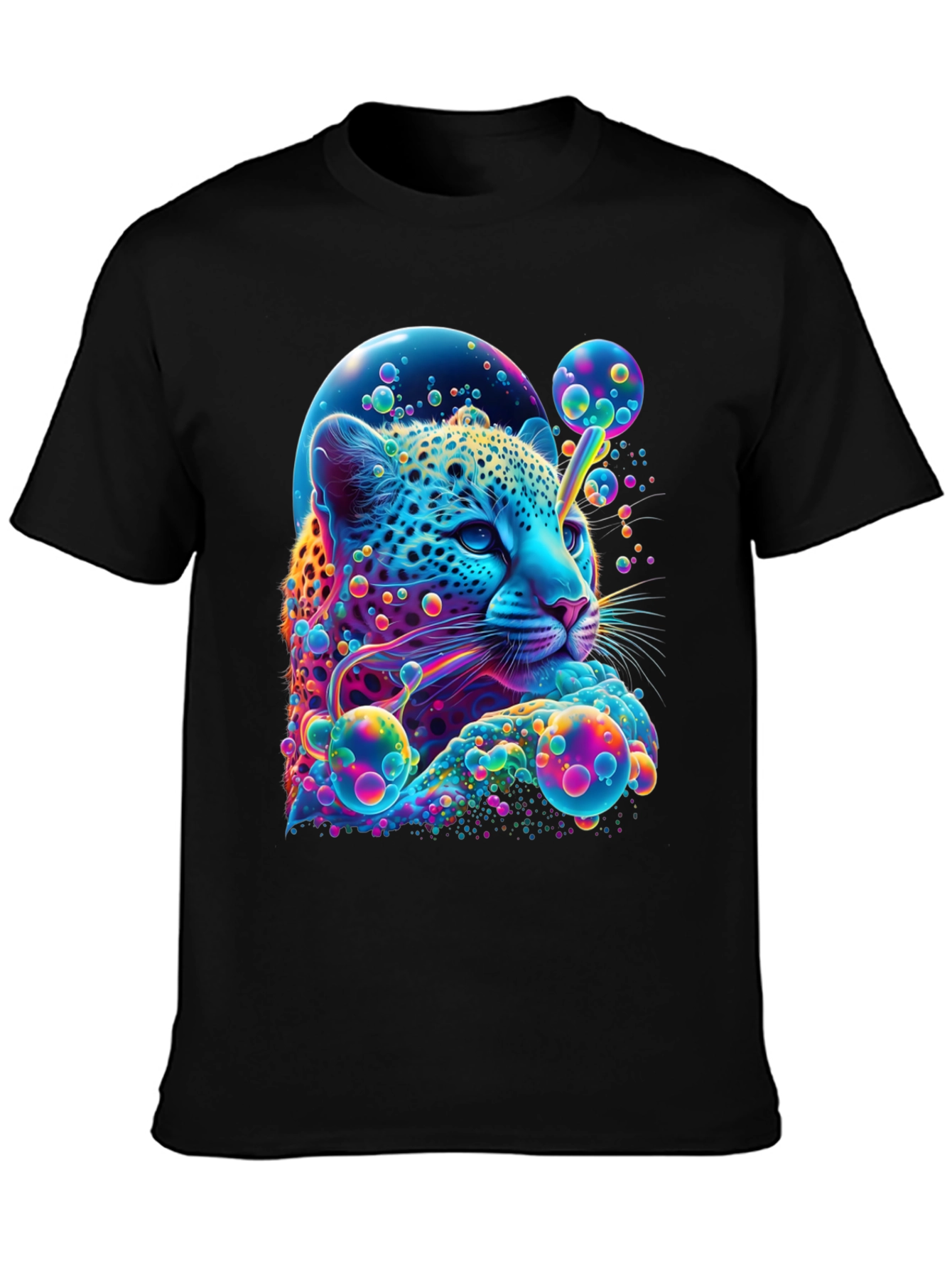 Vibrant Leopard Graphic Print T-Shirt