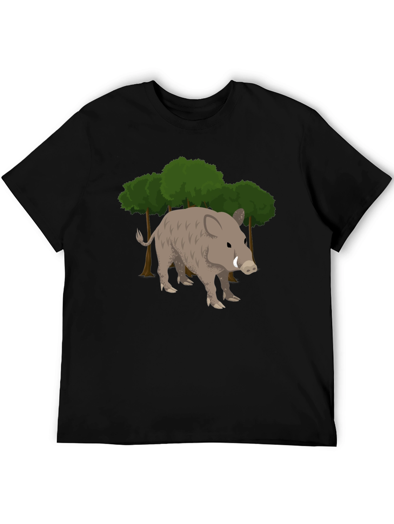 Wild Boar Graphic Tee - Black Cotton T-Shirt