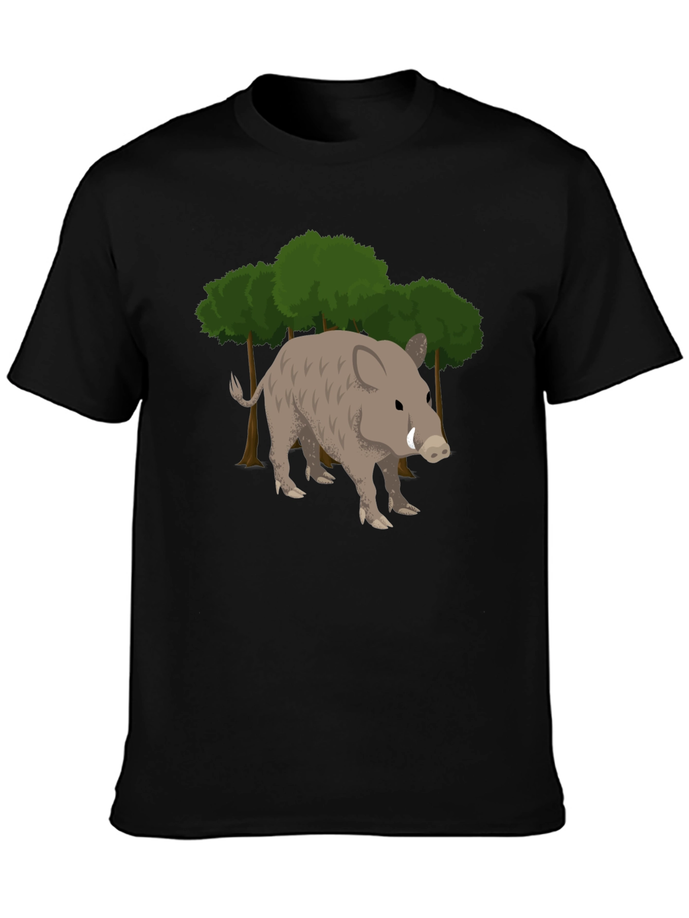 Wild Boar Graphic Tee - Black Cotton T-Shirt