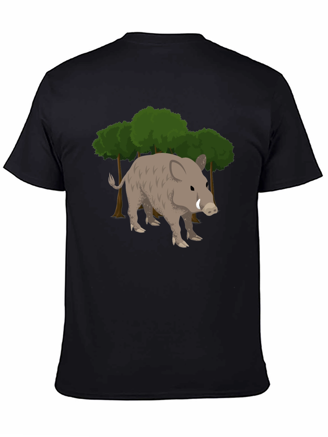 Wild Boar Graphic Tee - Black Cotton T-Shirt