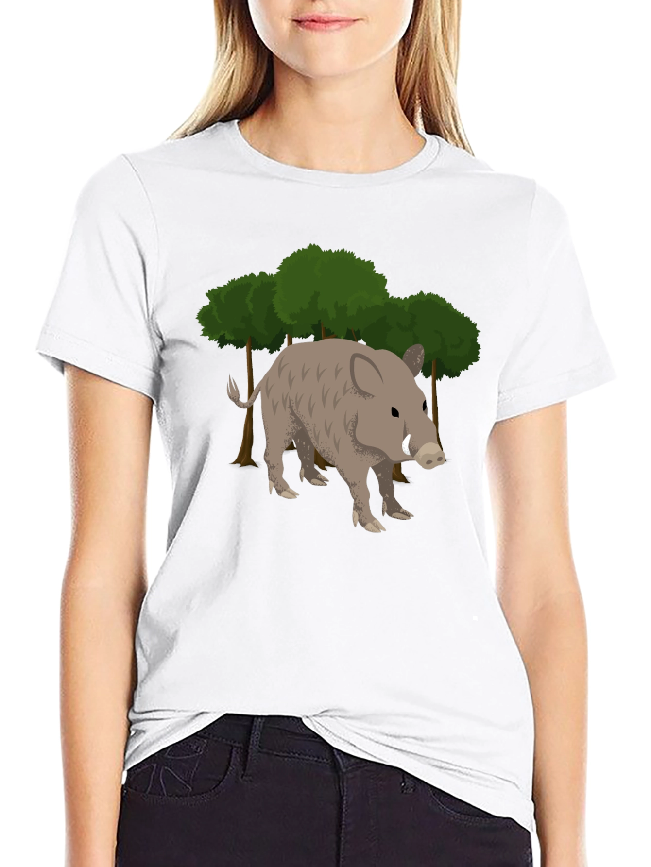Wild Boar Graphic Tee - Black Cotton T-Shirt