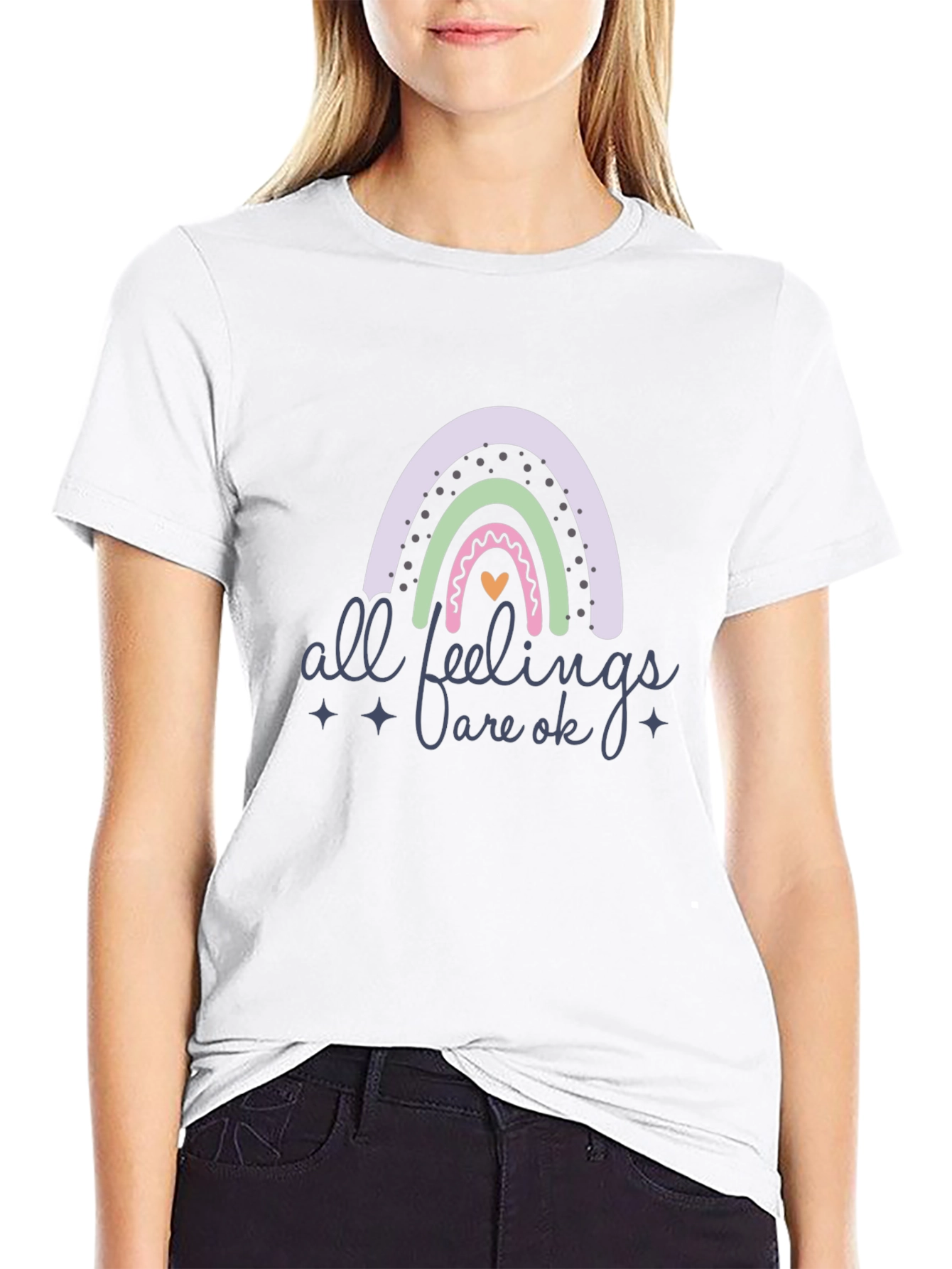 All Feelings Are Ok Rainbow Graphic Tee