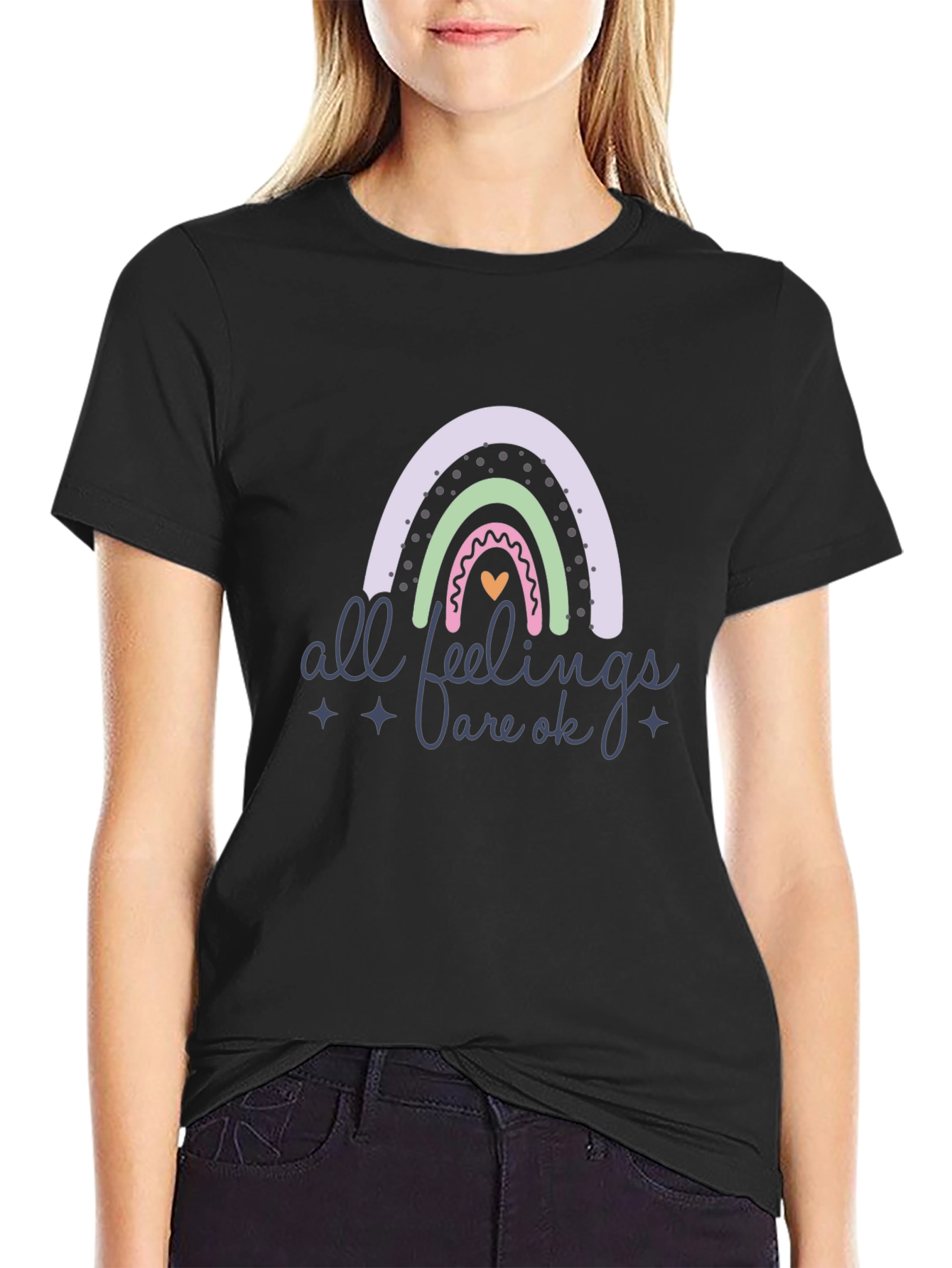 All Feelings Are Ok Rainbow Graphic Tee
