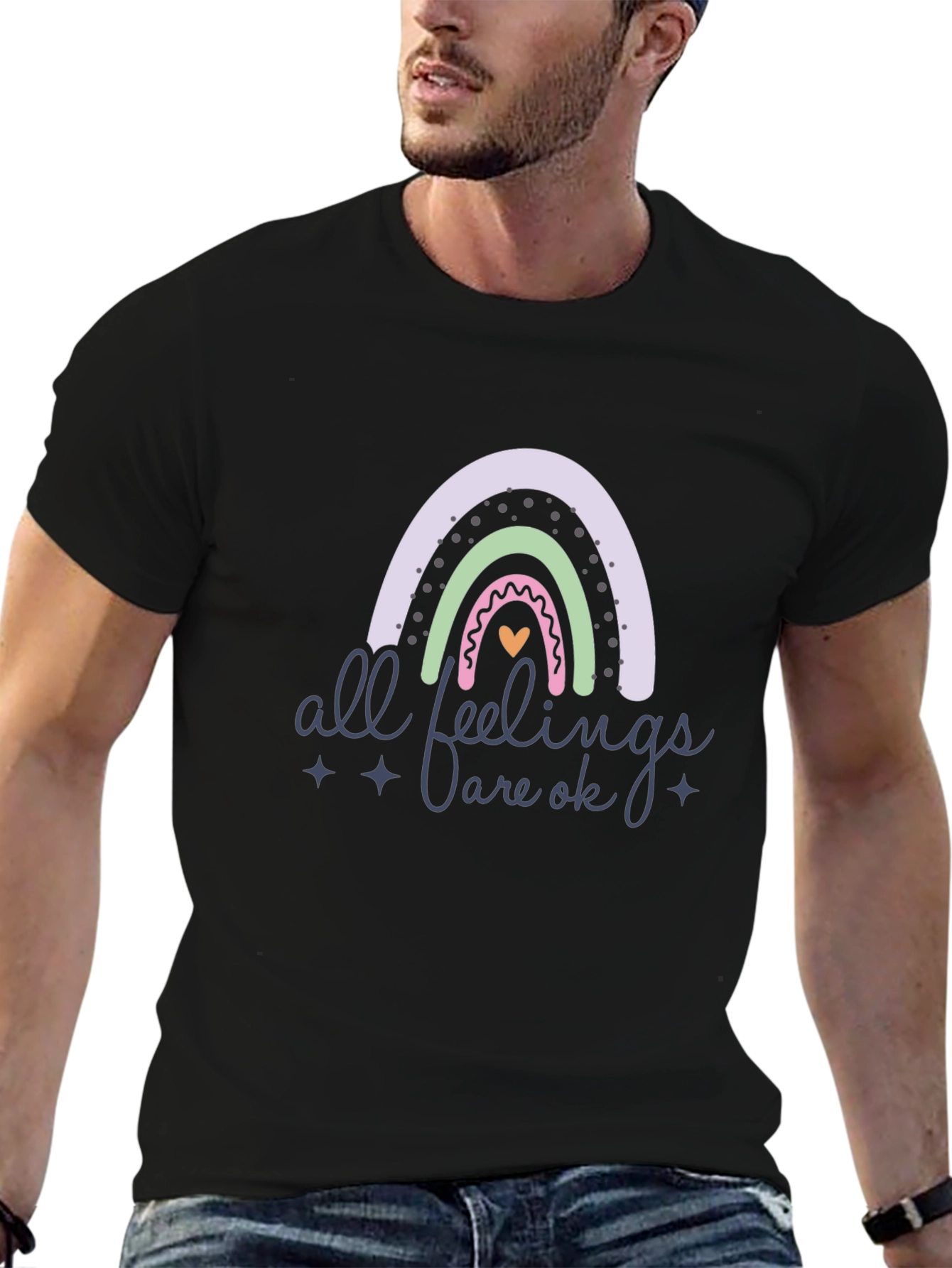 All Feelings Are Ok Rainbow Graphic Tee