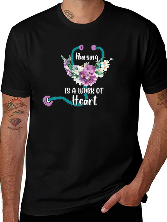 Nursing is a Work of Heart Graphic T-Shirt