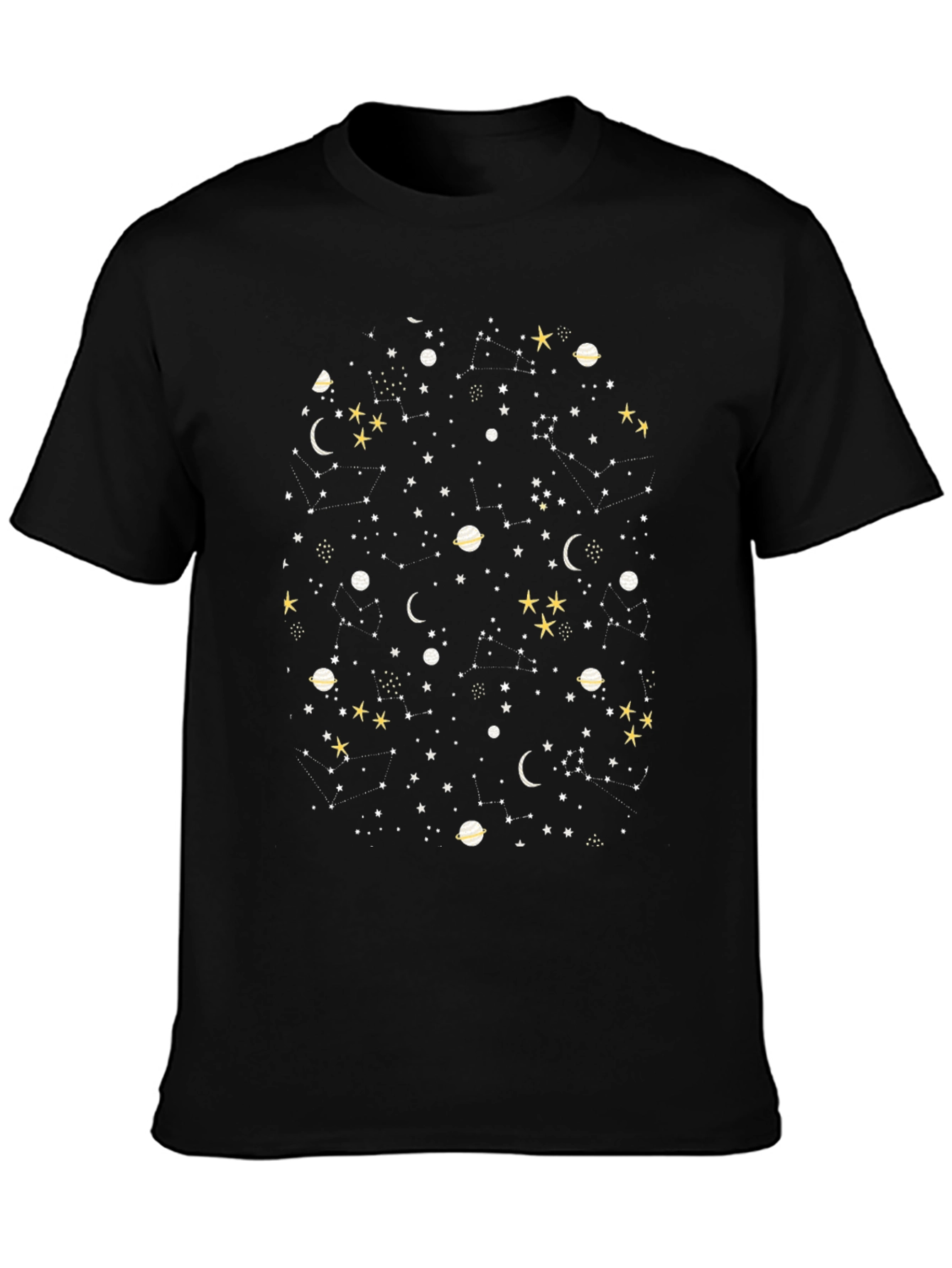 Celestial Galaxy Graphic Tee - Black Cotton Comfort
