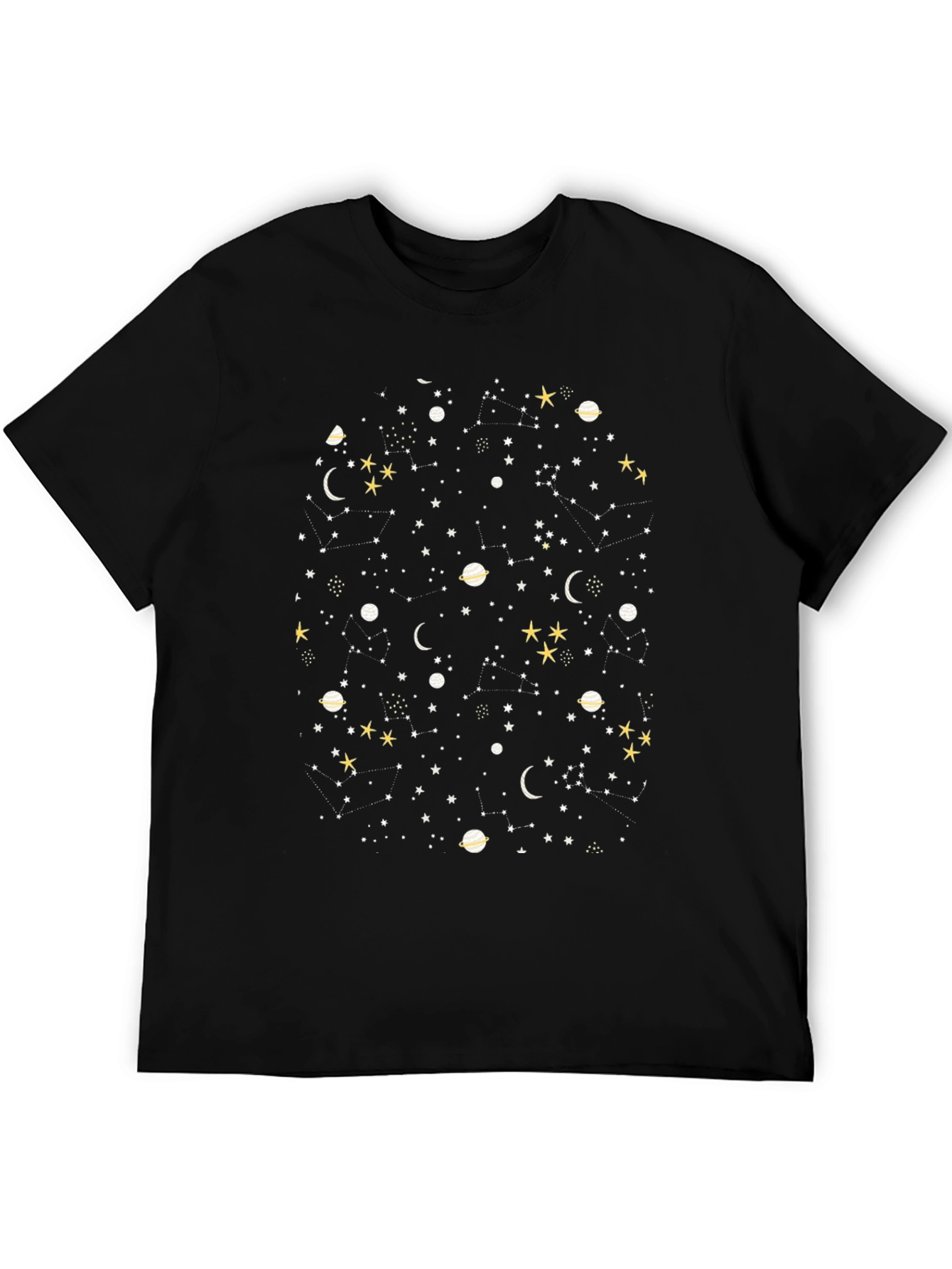Celestial Galaxy Graphic Tee - Black Cotton Comfort