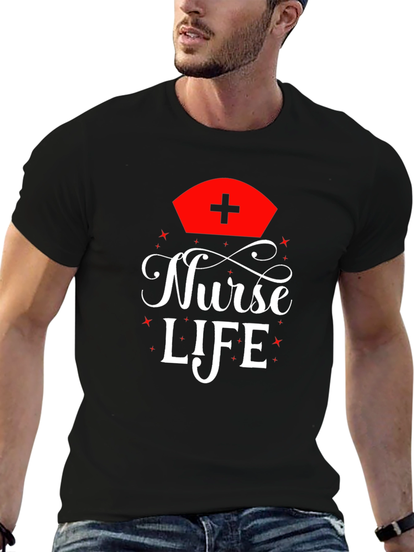 Nurse Life Graphic Tee - Black Cotton T-Shirt